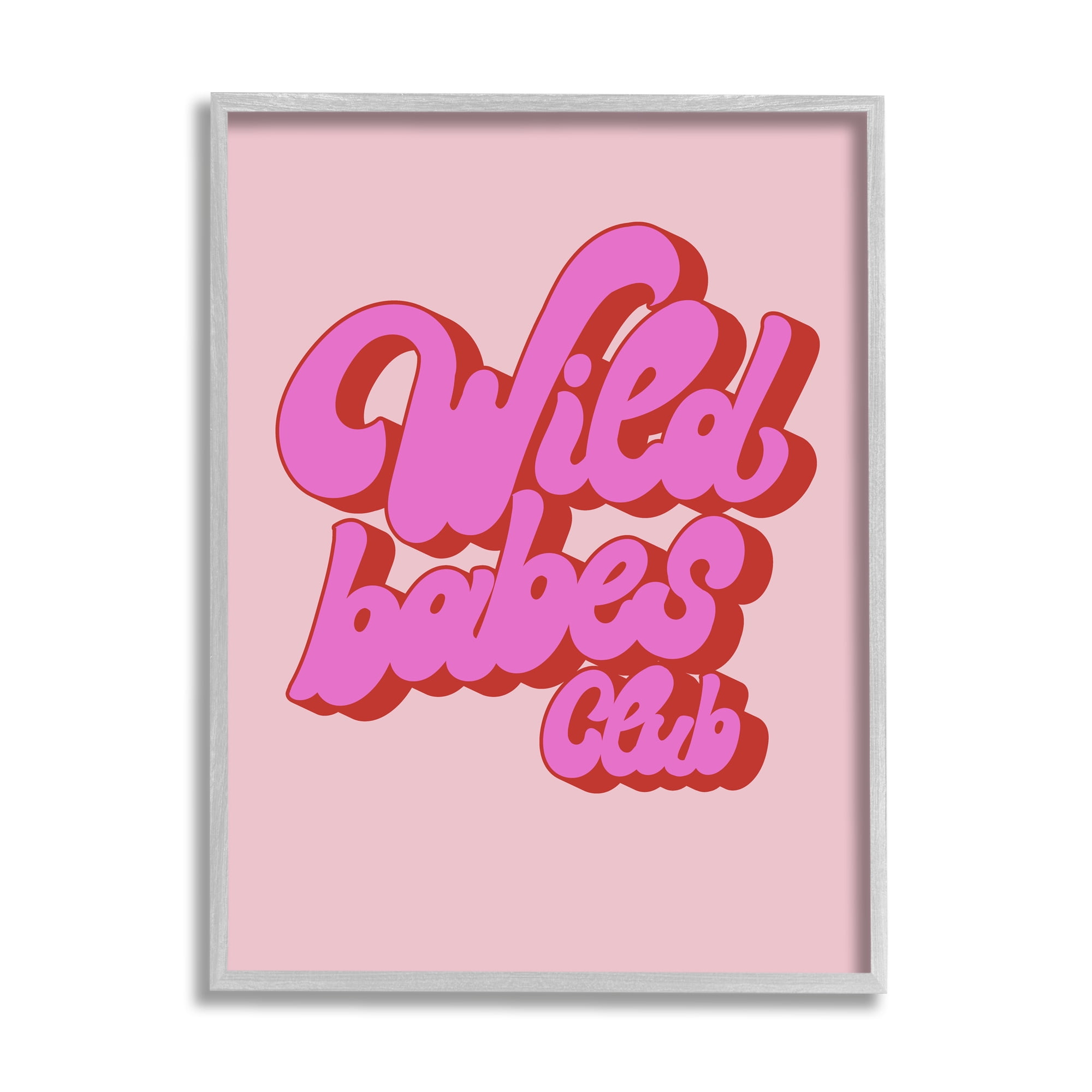 Stupell Industries Groovy Wild Babes Club Inspirational Painting Gray Framed Art Print Wall Art, 16 x 20