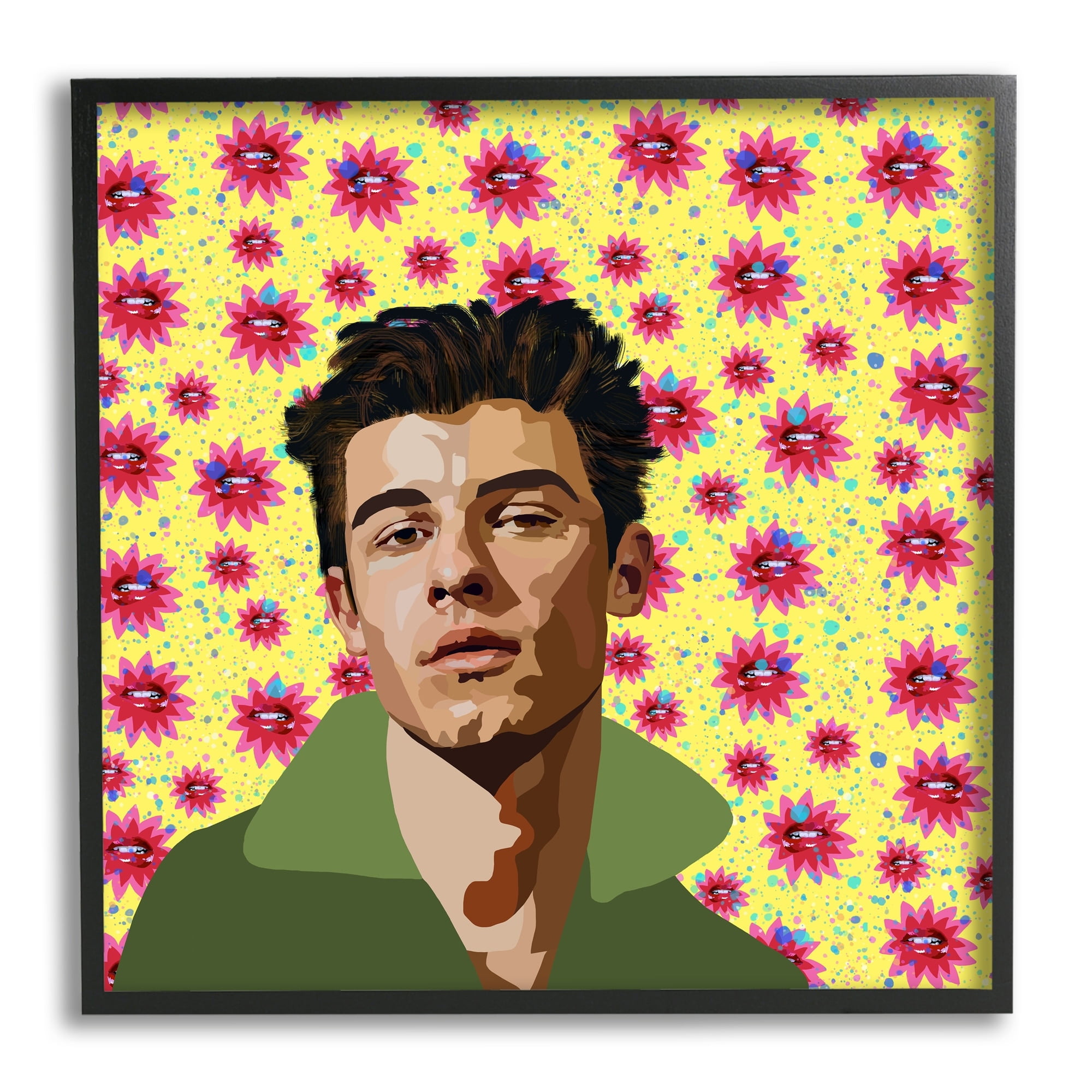 Stupell Industries Groovy Yellow Floral Pattern Modern Mendes Portrait, 12 x 12, Design by Lynnda Rakos