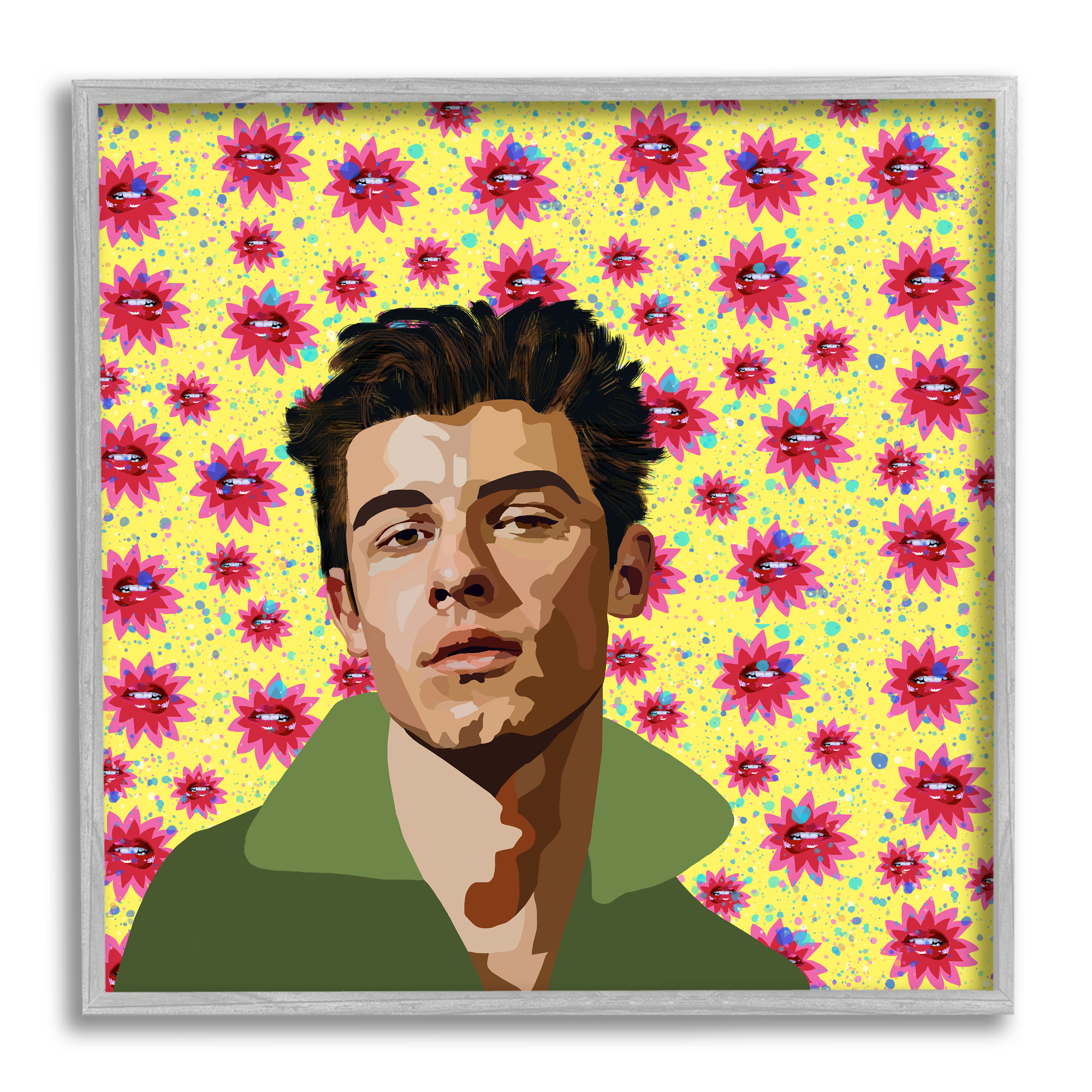 Stupell Industries Groovy Yellow Floral Pattern Modern Mendes Portrait, 17 x 17, Design by Lynnda Rakos