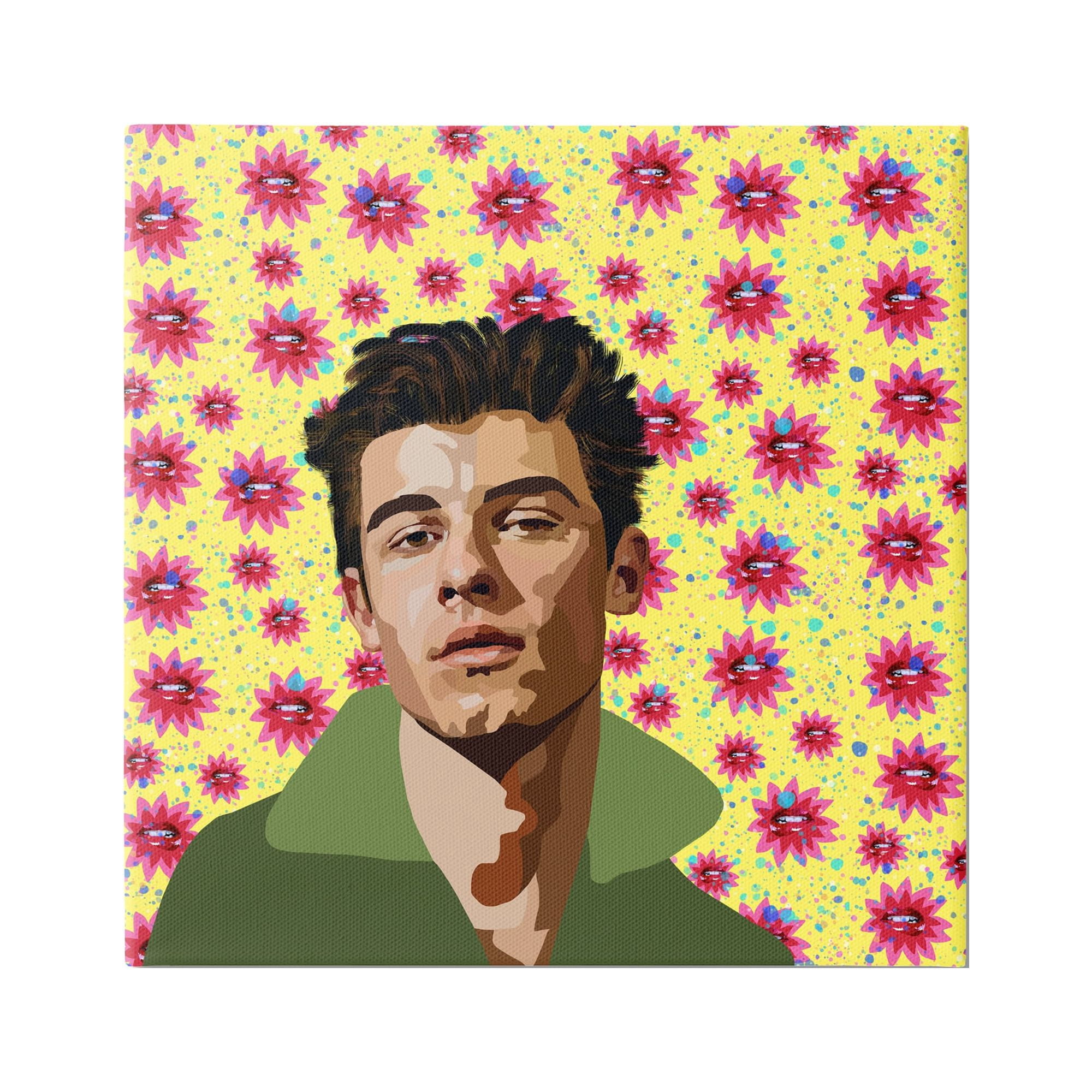 Stupell Industries Groovy Yellow Floral Pattern Modern Mendes Portrait Graphic Art Gallery-Wrapped Canvas Print Wall Art, 36x36, by Lynnda Rakos