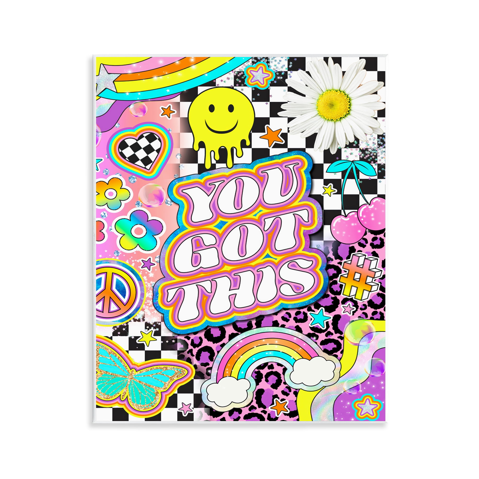 Stupell Industries Groovy You Got This Collage Abstract Painting Unframed Art Print Wall Art, 11 x 14