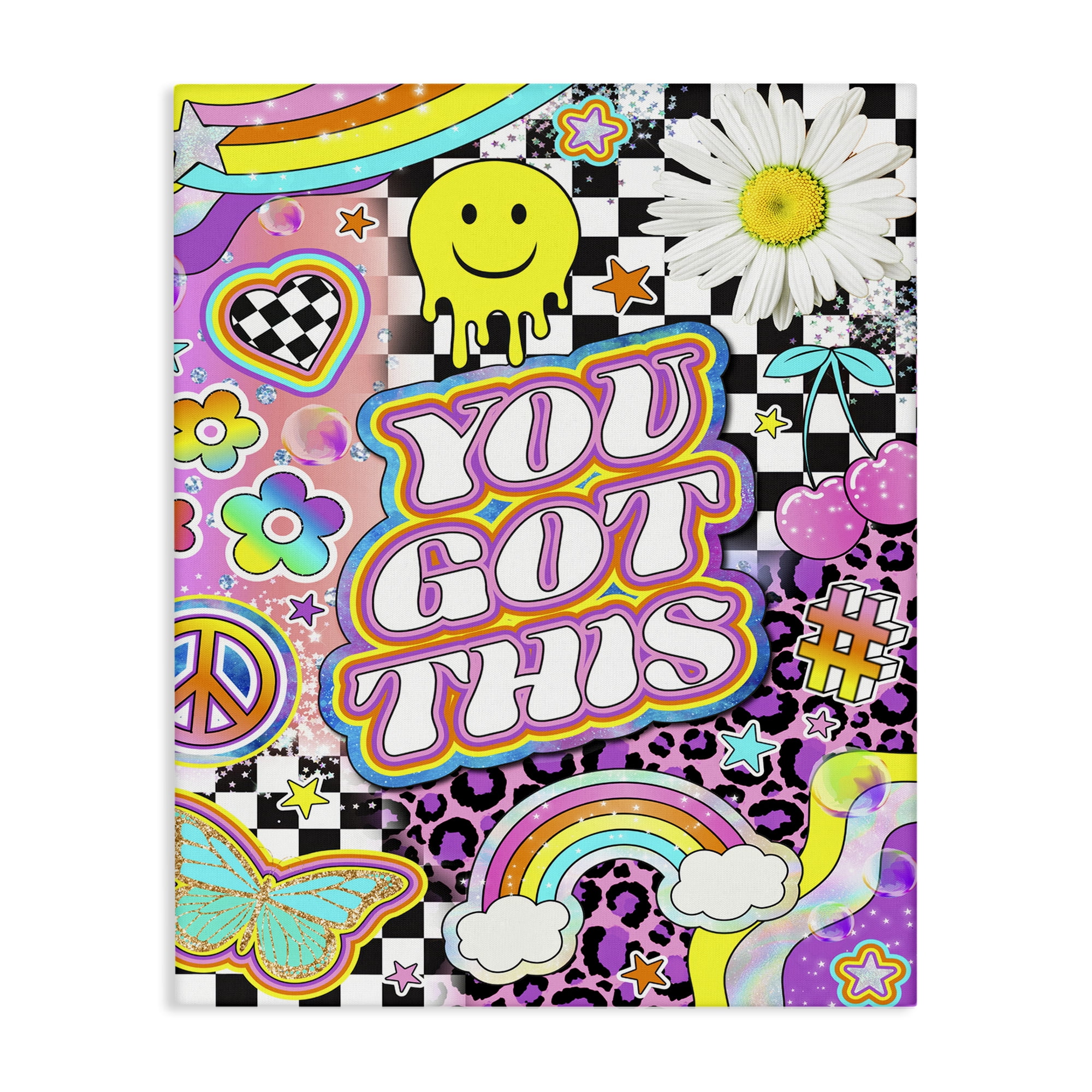 Stupell Industries Groovy You Got This Collage Abstract Painting Wrapped Canvas Art Print Wall Art, 16 x 20