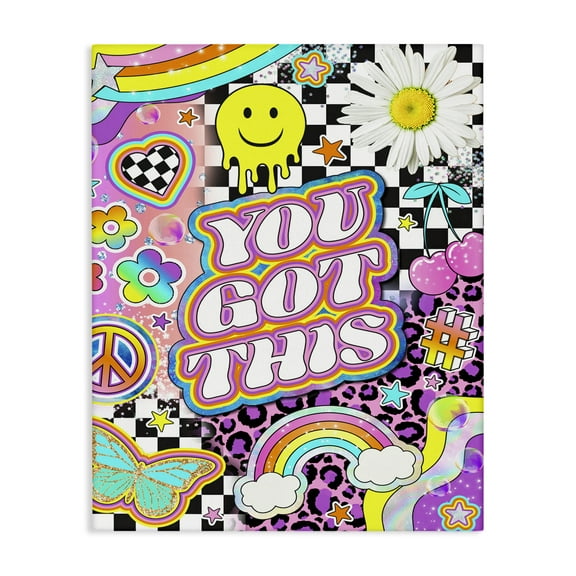Stupell Industries Groovy You Got This Collage Abstract Painting Wrapped Canvas Art Print Wall Art, 16 x 20