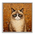 thumbnail image 1 of Stupell Industries Grouchy Cat in Classic Style Animals Painting Gray Framed Art Print Wall Art, 24 x 24, 1 of 8