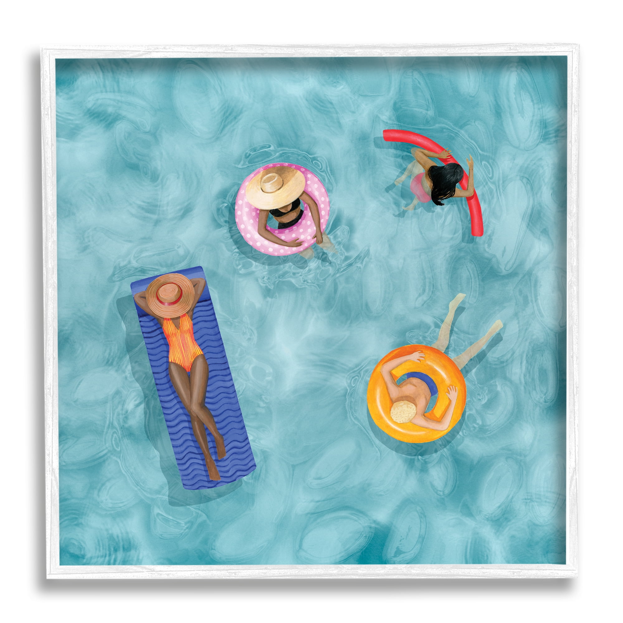 Stupell Industries Group of People Lounging In Water Pool Toys, 12 x 12, Designed by Grace Popp