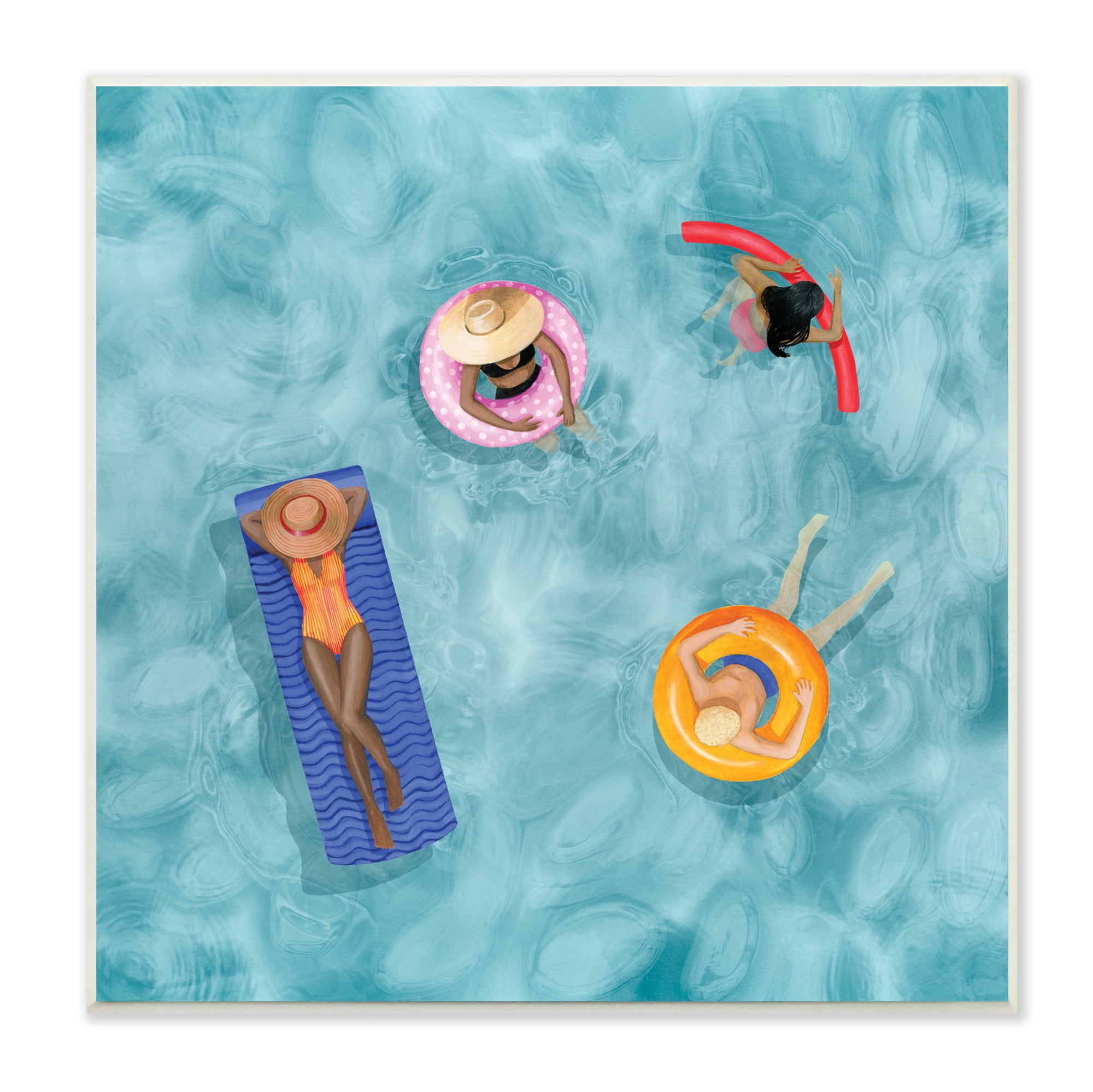 Stupell Industries Group of People Lounging In Water Pool Toys, 12 x 12, Designed by Grace Popp