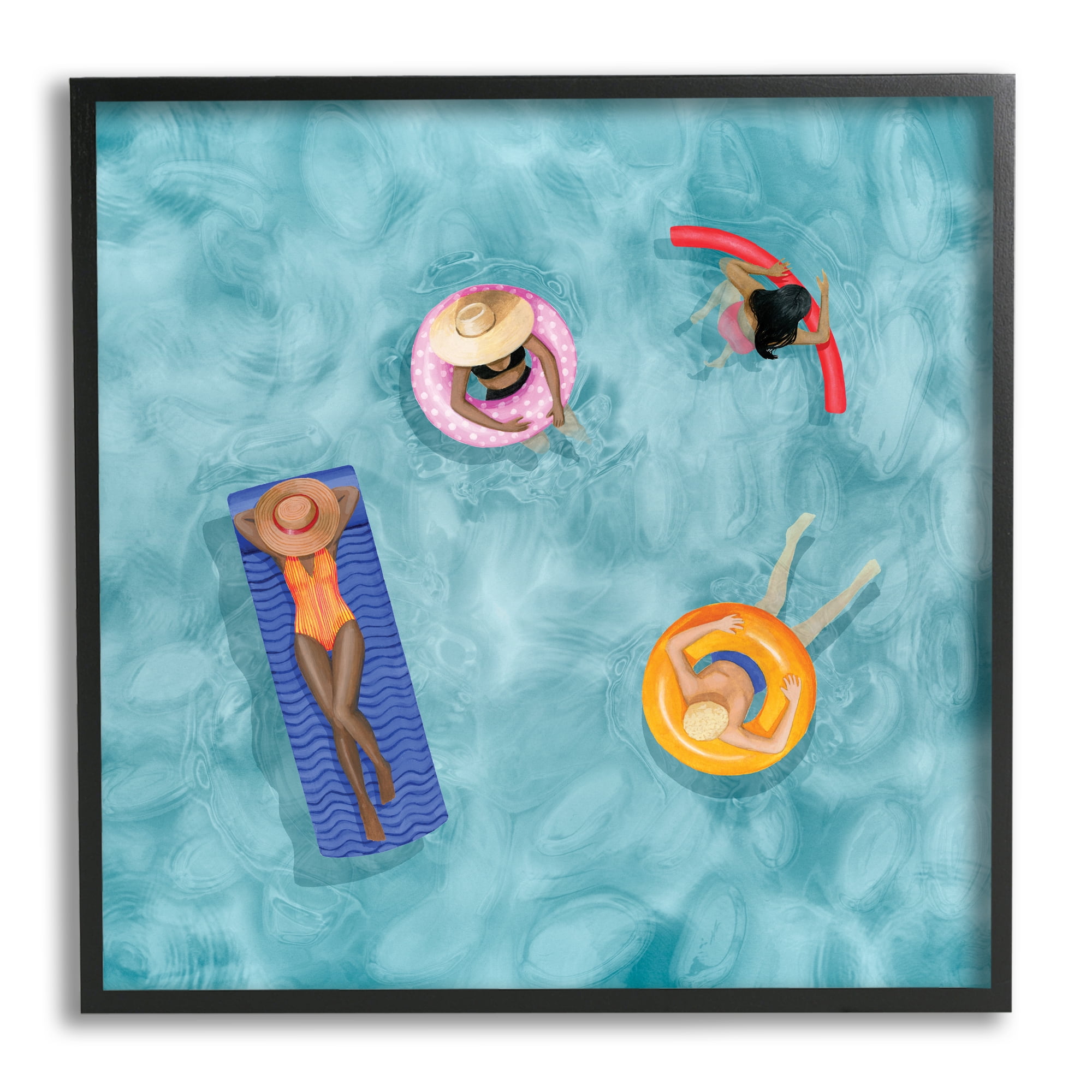 Stupell Industries Group of People Lounging In Water Pool Toys, 24 x 24, Designed by Grace Popp