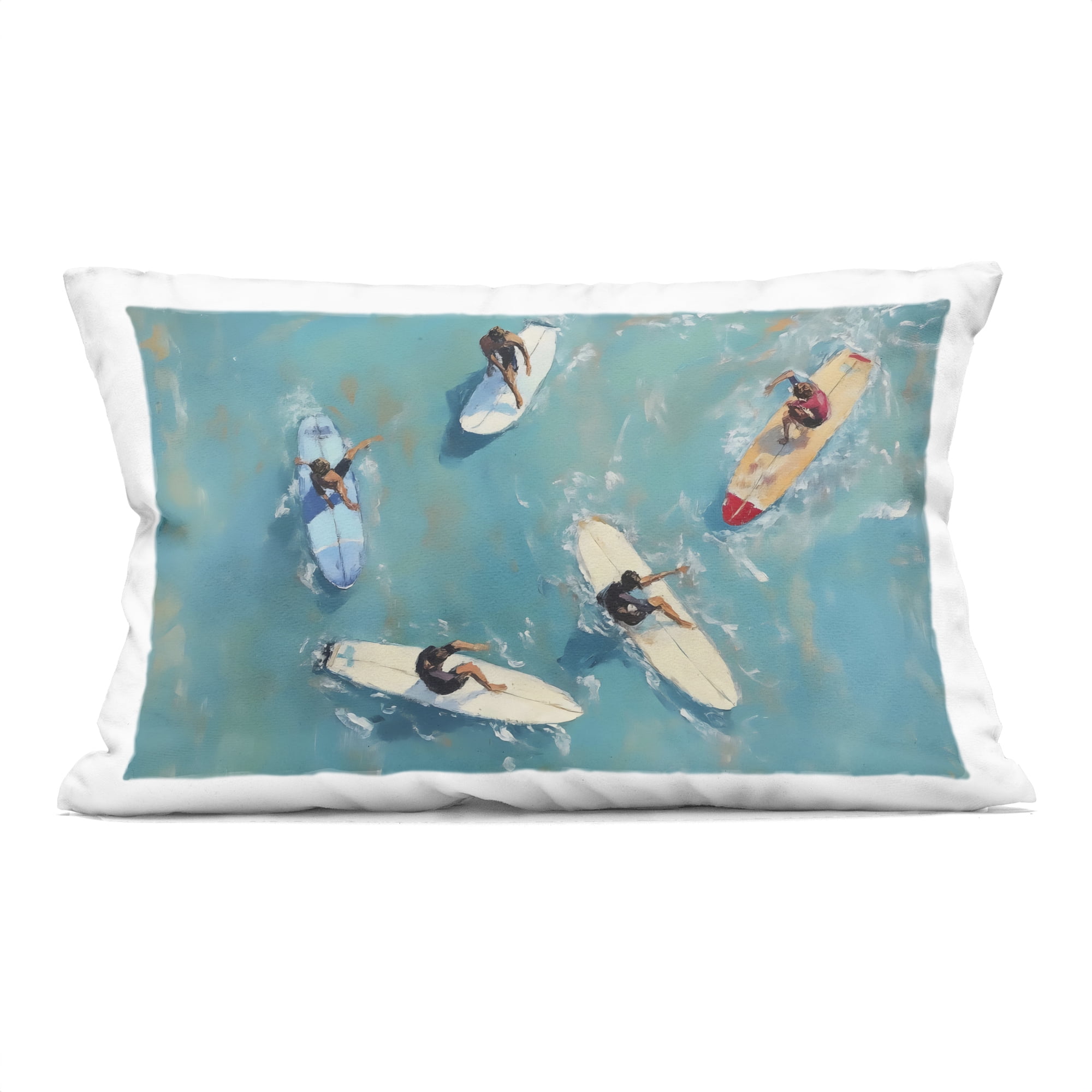 Stupell Industries Group of Surfers at Sea Decorative Printed Throw Pillow, design by LSR Design Studio, 14 x 7 x 20