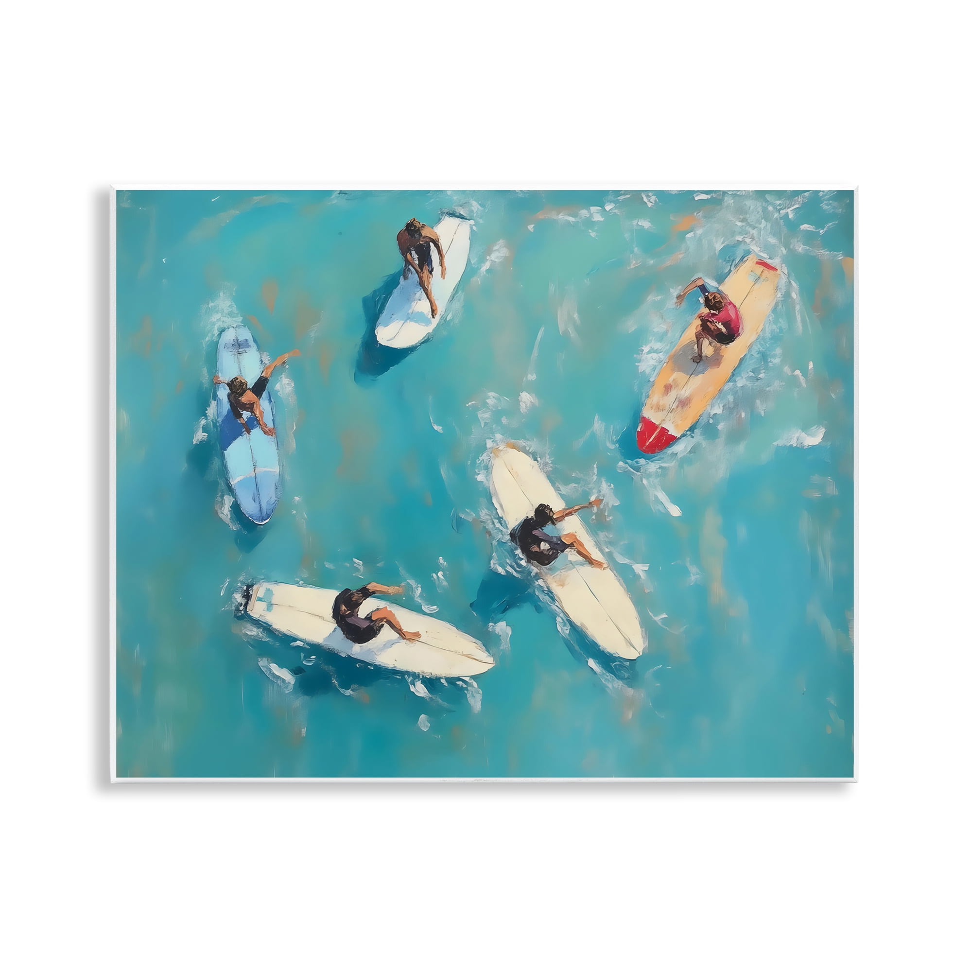 Stupell Industries Group of Surfers at Sea Wall Plaque Art, design by LSR Design Studio