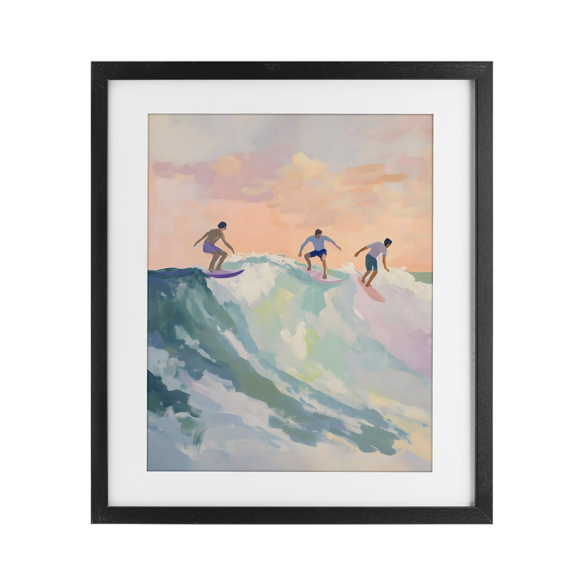 Stupell Industries Group of Surfers at Sunset Black Framed Print Under Glass, design by The Prints Vibe