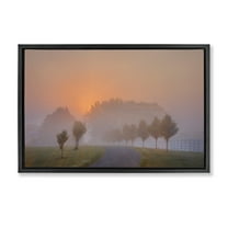 Stupell Industries Grove Path at Sunset Landscape & Nature Photography Black Floater Framed Canvas Art Print Wall Art, 25 x 17
