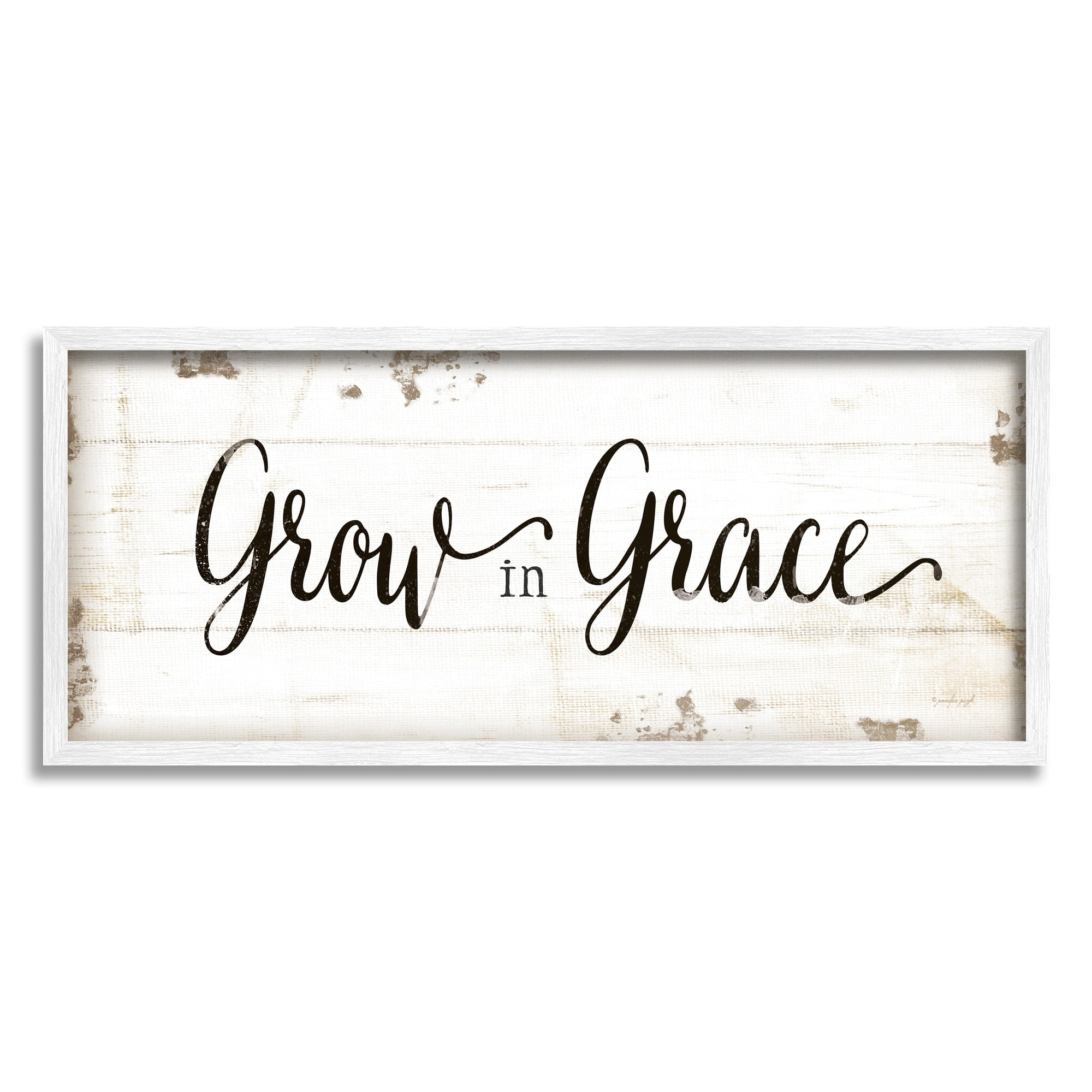 Stupell Industries Grow In Grace Cursive Typography, 10 x 24,Design by Jennifer Pugh