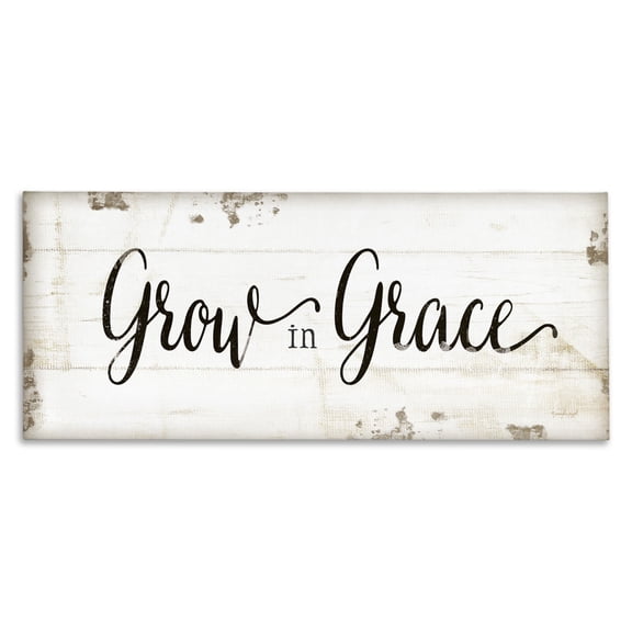 Stupell Industries Shabby Chic Grow In Grace Cursive Typography Canvas Art, 30 x 13, by Jennifer Pugh