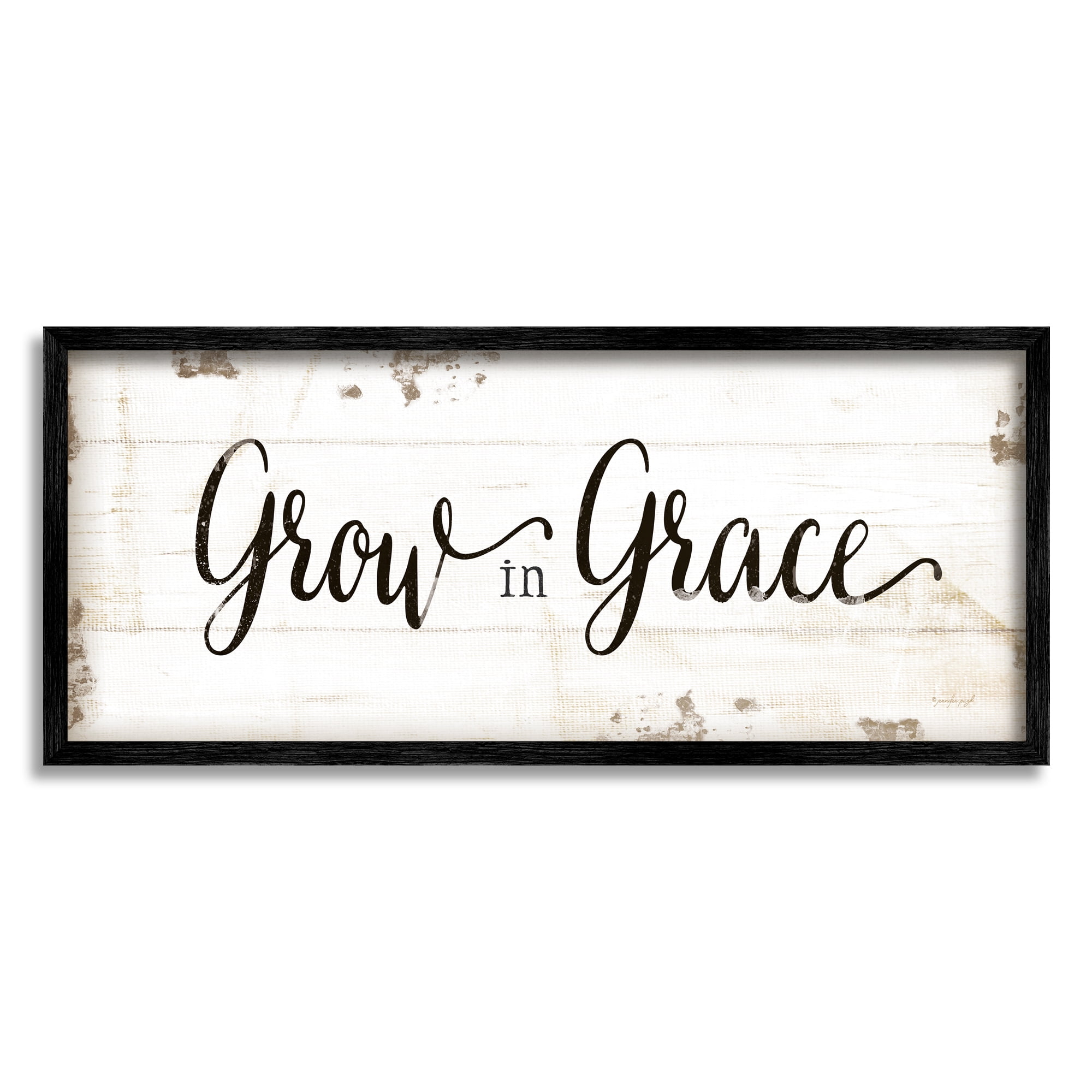 Stupell Industries Grow In Grace Cursive Typography Graphic Art Black Framed Art Print Wall Art, 10x24, by Jennifer Pugh