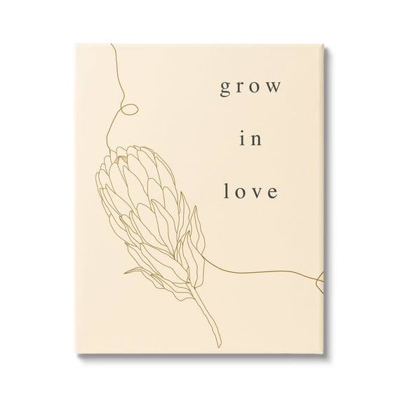 Stupell Industries Grow In Love Quote Plant Blossom Line Drawing Canvas Wall Art, 36 x 48, Design by Lil' Rue