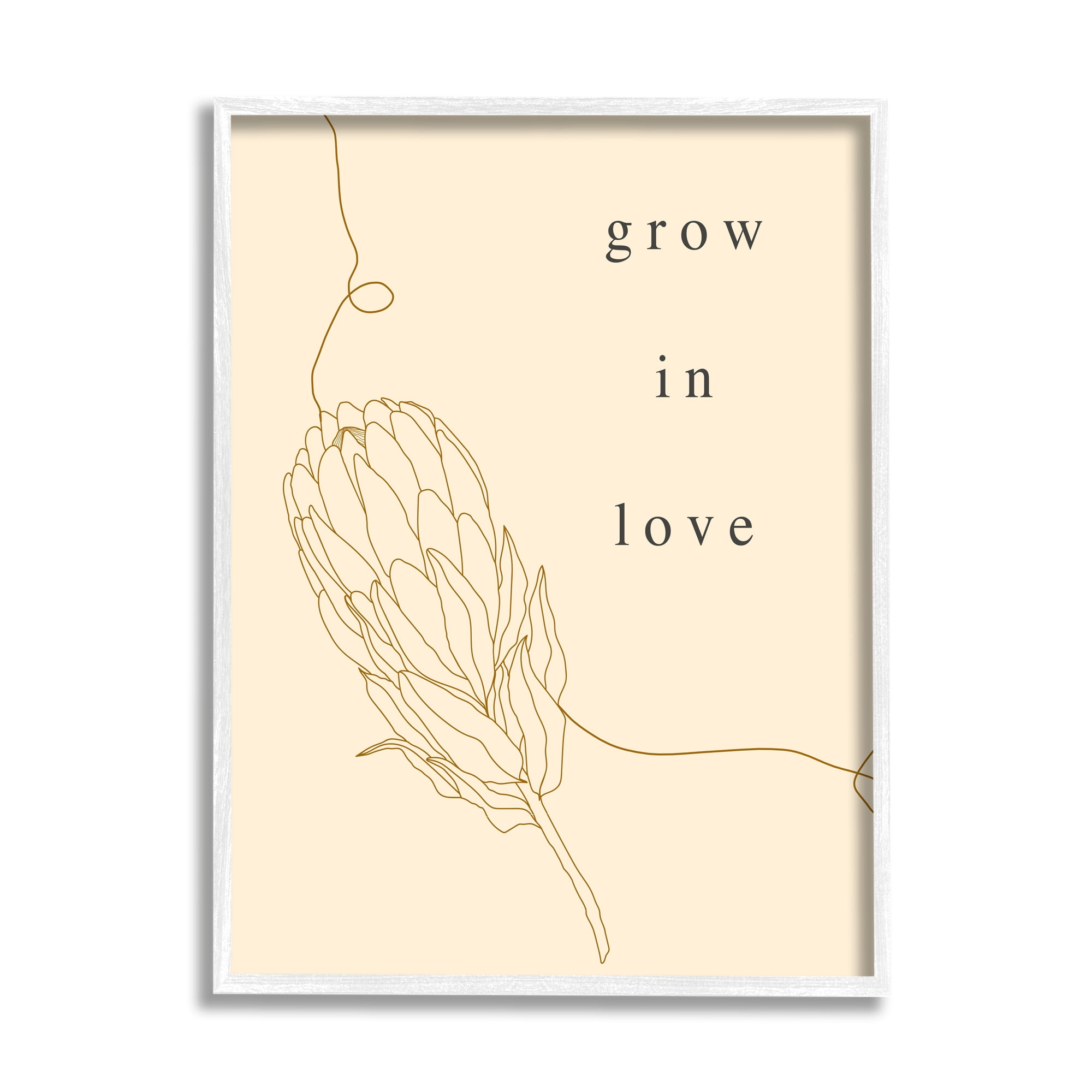 Stupell Industries Grow In Love Quote Plant Blossom Line Drawing Framed Wall Art, 16 x 20, Design by Lil' Rue