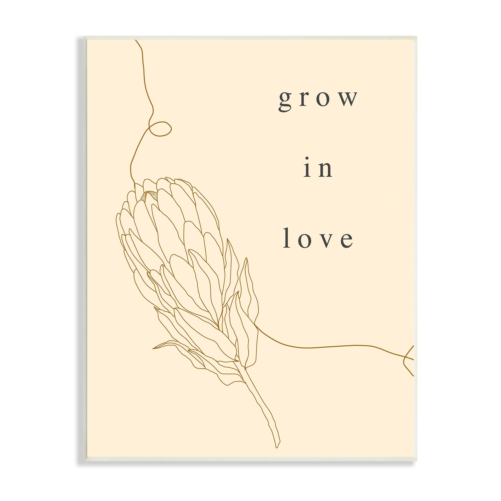 Stupell Industries Grow In Love Quote Plant Blossom Line Drawing Wood Wall Art, 13 x 19, Design by Lil' Rue