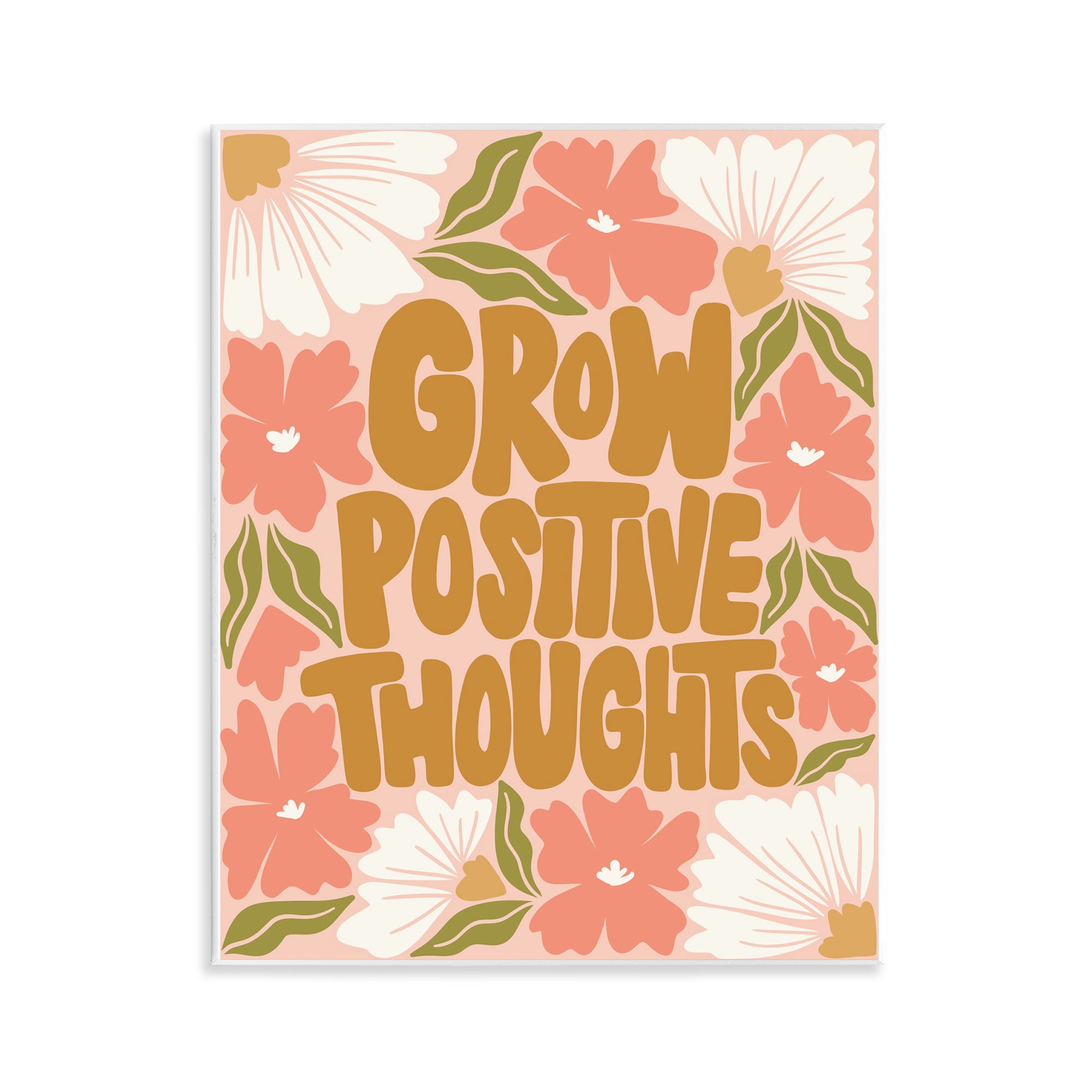 Stupell Industries Grow Positive Thoughts Plants & Flowers Painting Unframed Art Print Wall Art, 11 x 14