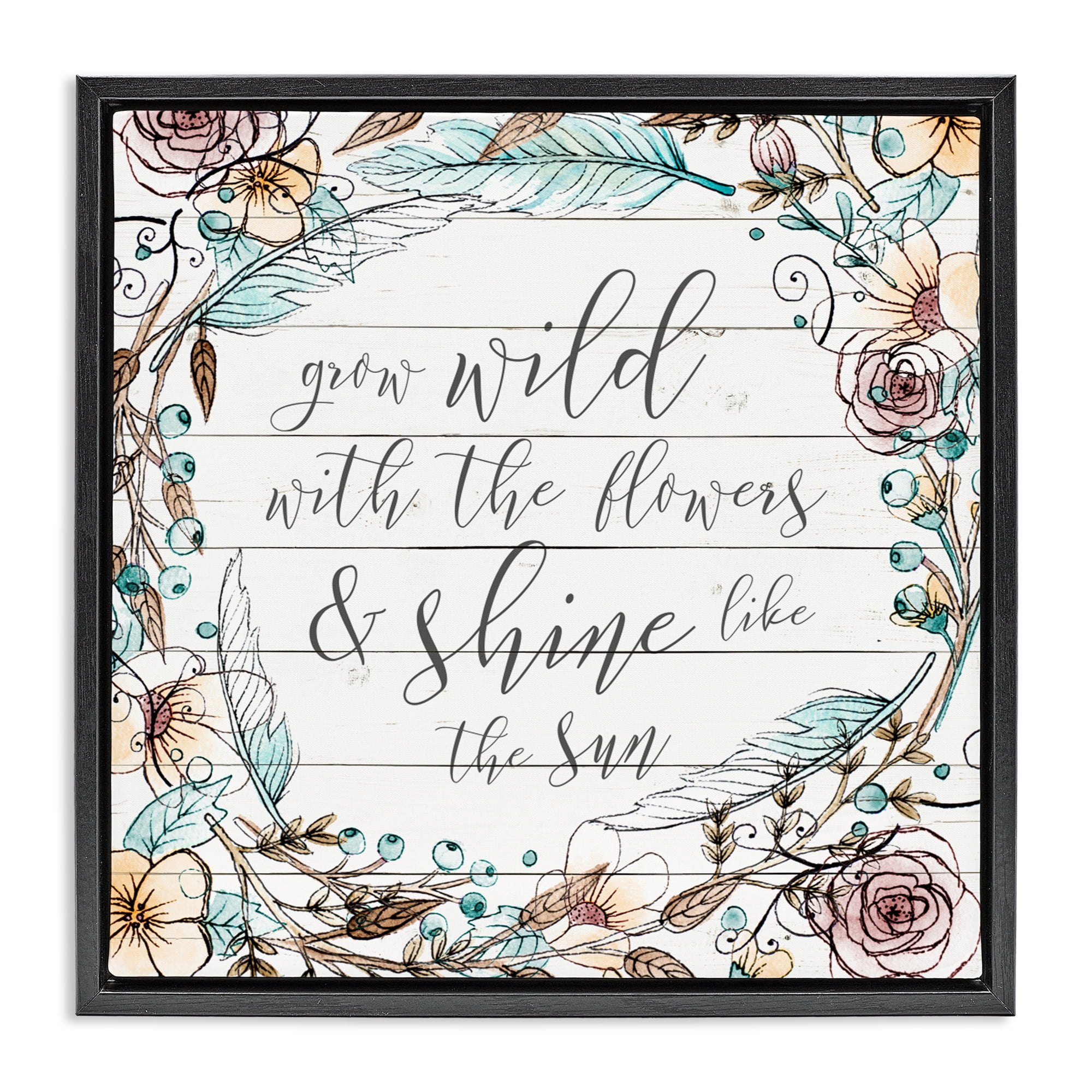 Stupell Industries Grow Wild With Flowers Black Framed Floater Canvas Wall Art, design by SD Graphics Studio