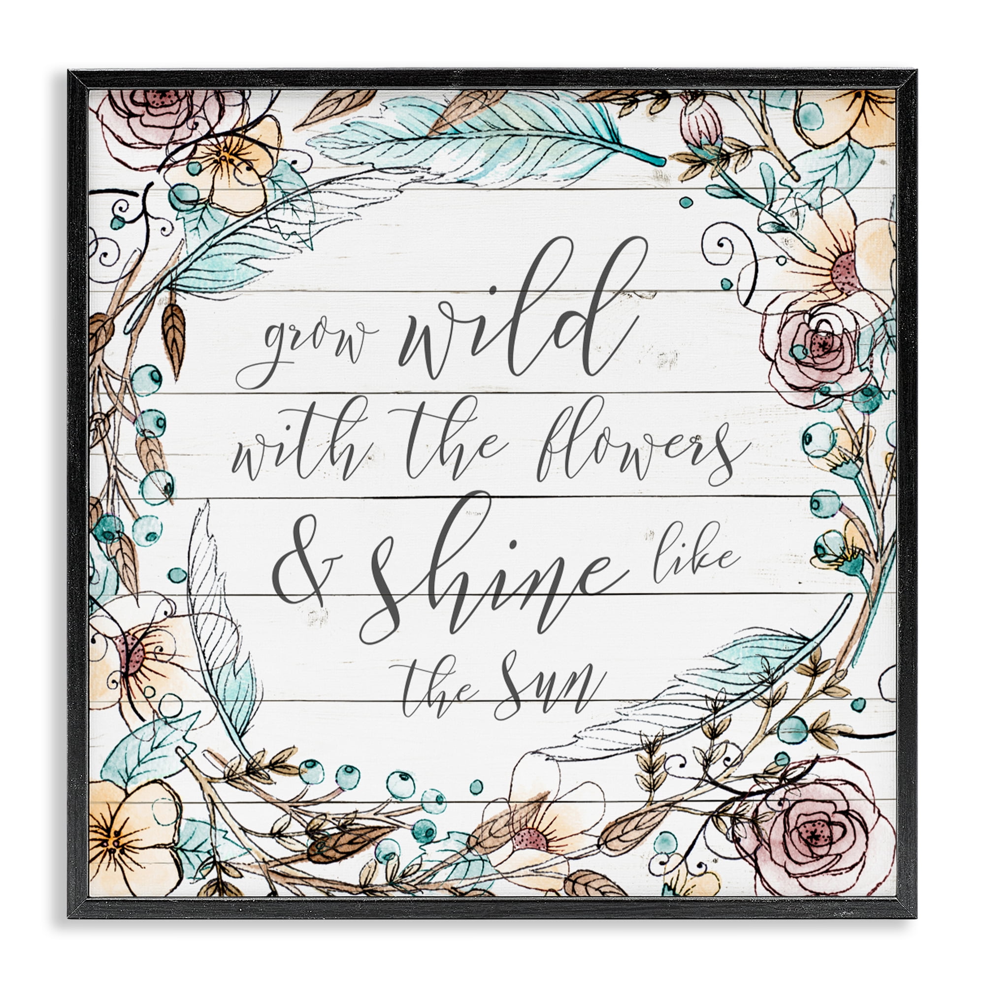 Stupell Industries Grow Wild With Flowers Black Framed Giclee Art, design by SD Graphics Studio