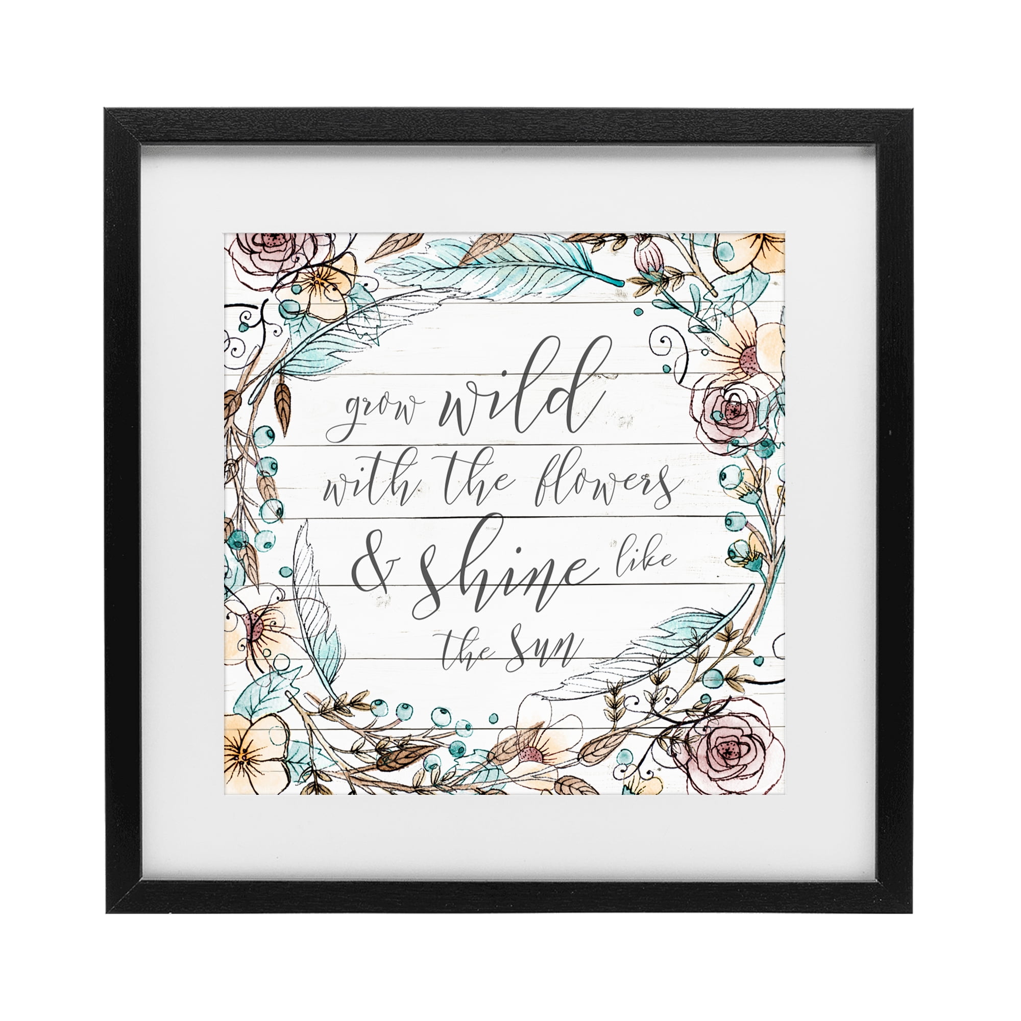 Stupell Industries Grow Wild With Flowers Black Framed Print Under Glass, design by SD Graphics Studio
