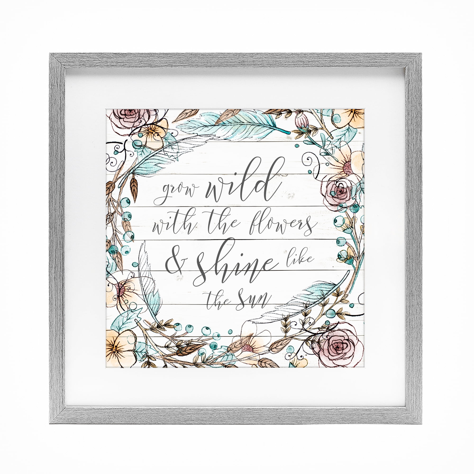 Stupell Industries Grow Wild With Flowers Gray Framed Print Under Glass, design by SD Graphics Studio