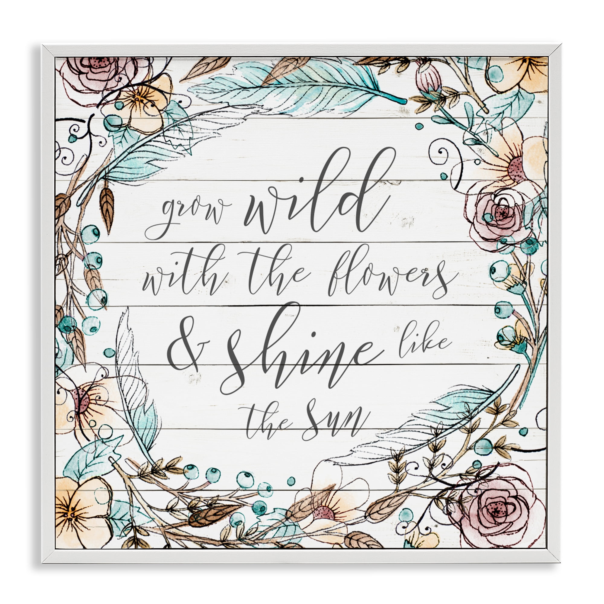 Stupell Industries Grow Wild With Flowers White Framed Giclee Art, design by SD Graphics Studio