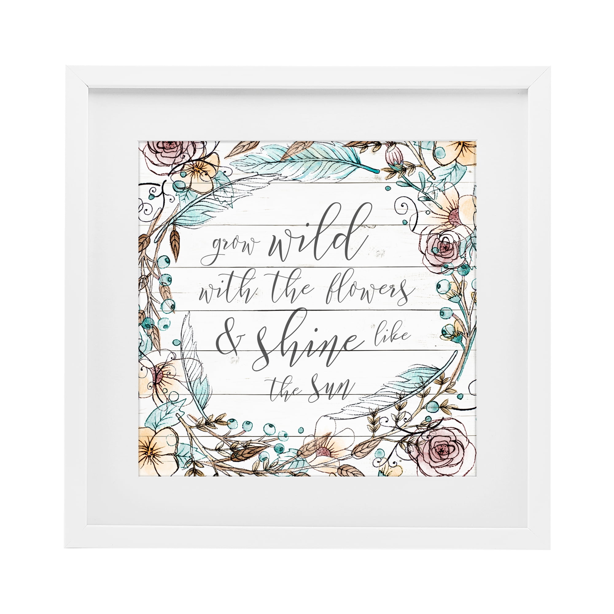 Stupell Industries Grow Wild With Flowers White Framed Print Under Glass, design by SD Graphics Studio