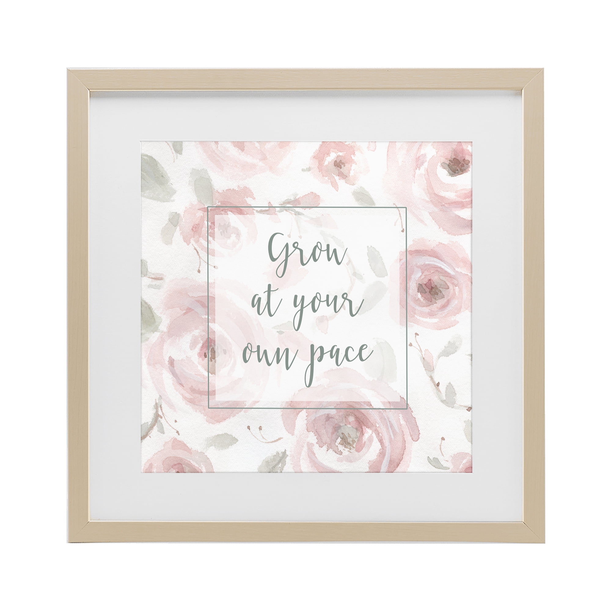Stupell Industries Grow at Your Pace Florals Birch Framed Print Under Glass, design by Carol Robinson