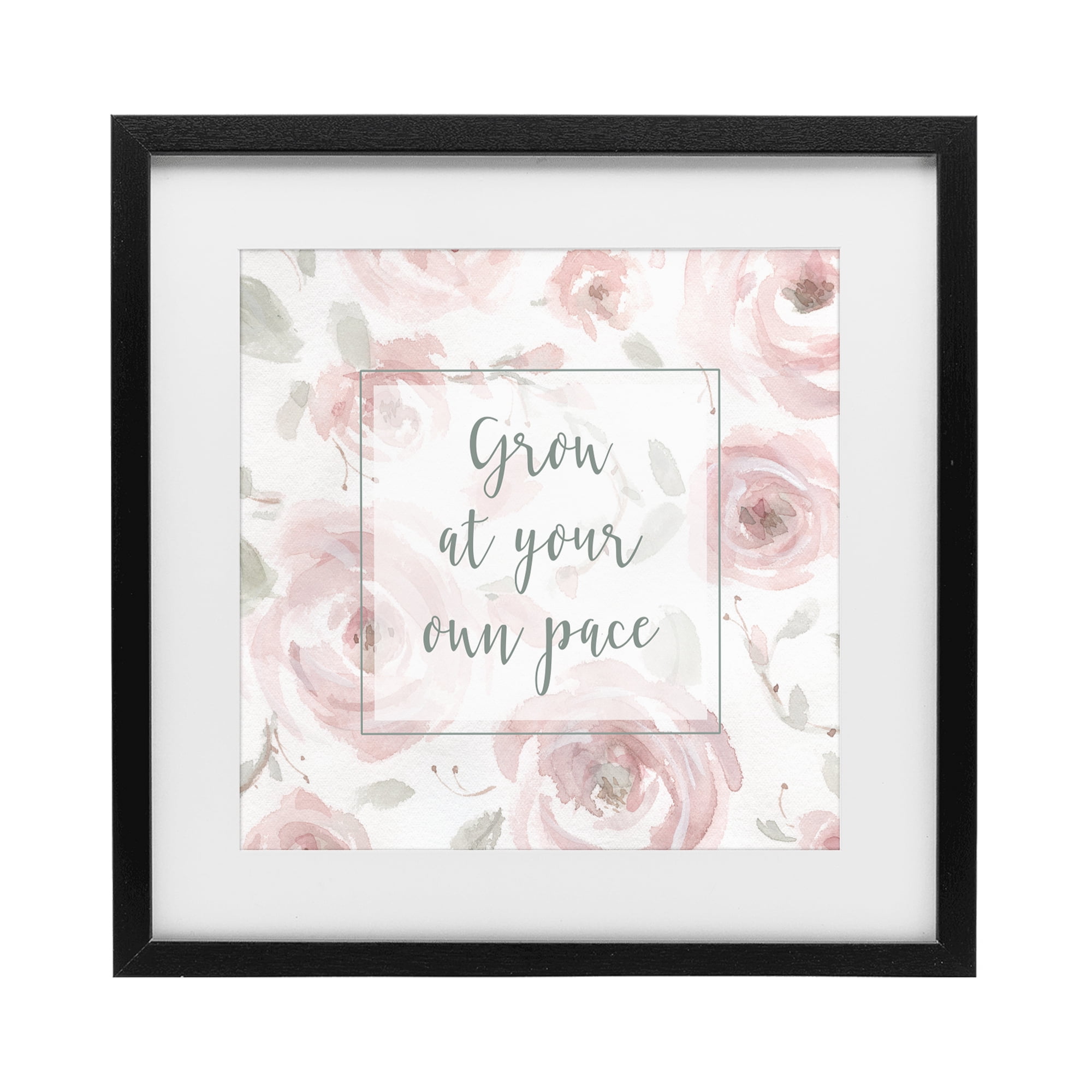 Stupell Industries Grow at Your Pace Florals Black Framed Print Under Glass, design by Carol Robinson