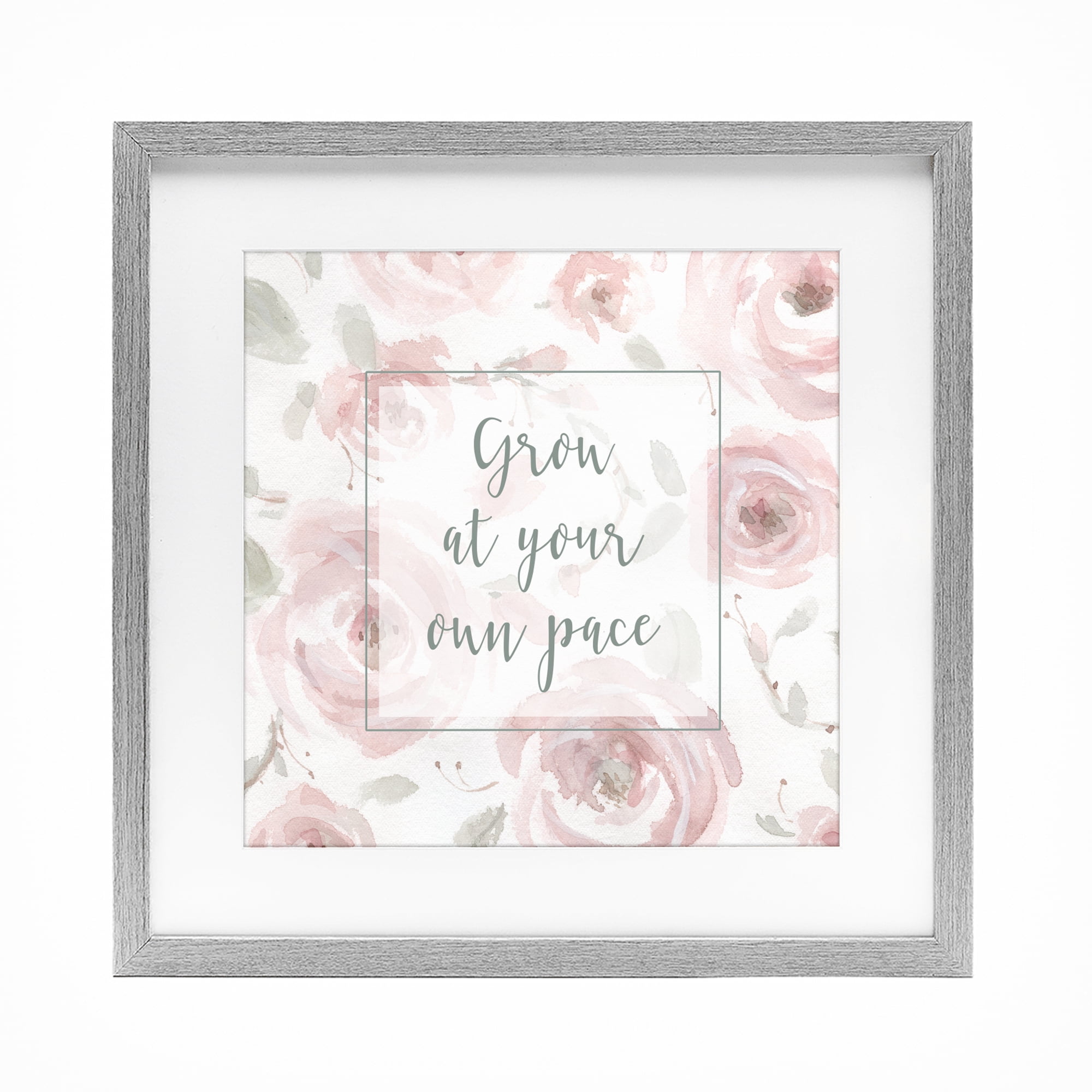 Stupell Industries Grow at Your Pace Florals Gray Framed Print Under Glass, design by Carol Robinson