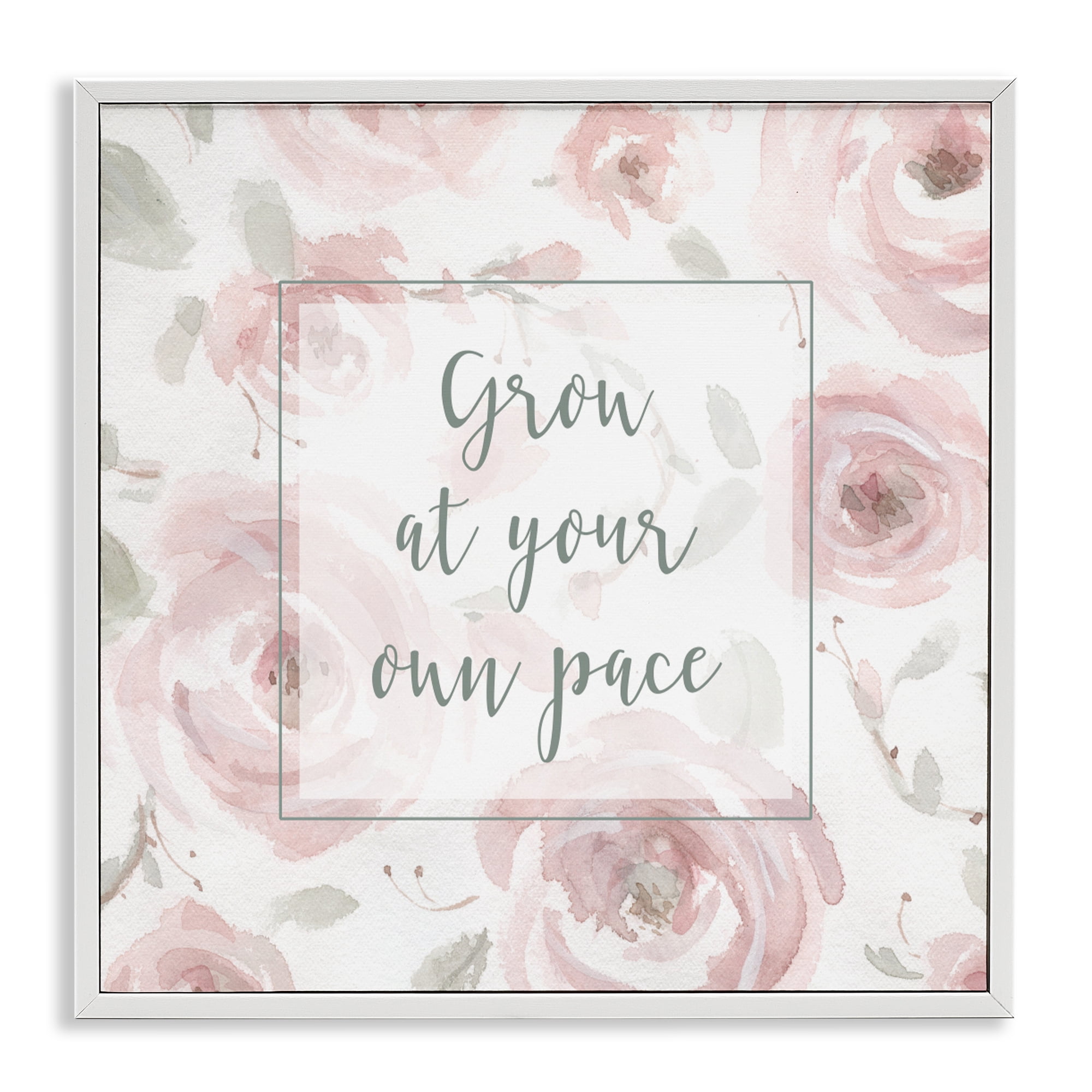 Stupell Industries Grow at Your Pace Florals White Framed Giclee Art, design by Carol Robinson
