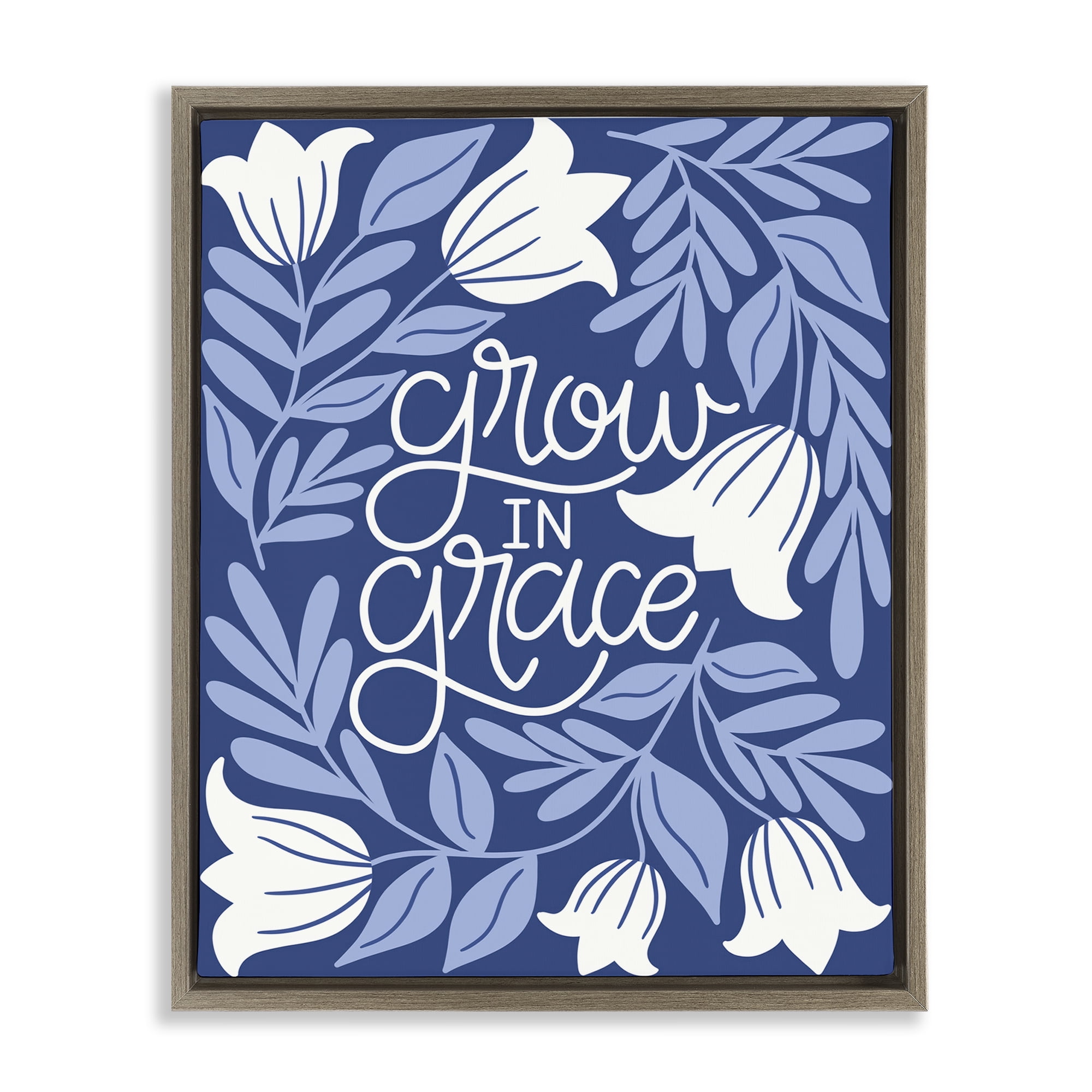 Stupell Industries Grow in Grace Florals Plants & Flowers Painting Brown Floater Framed Canvas Art Print Wall Art, 25 x 31