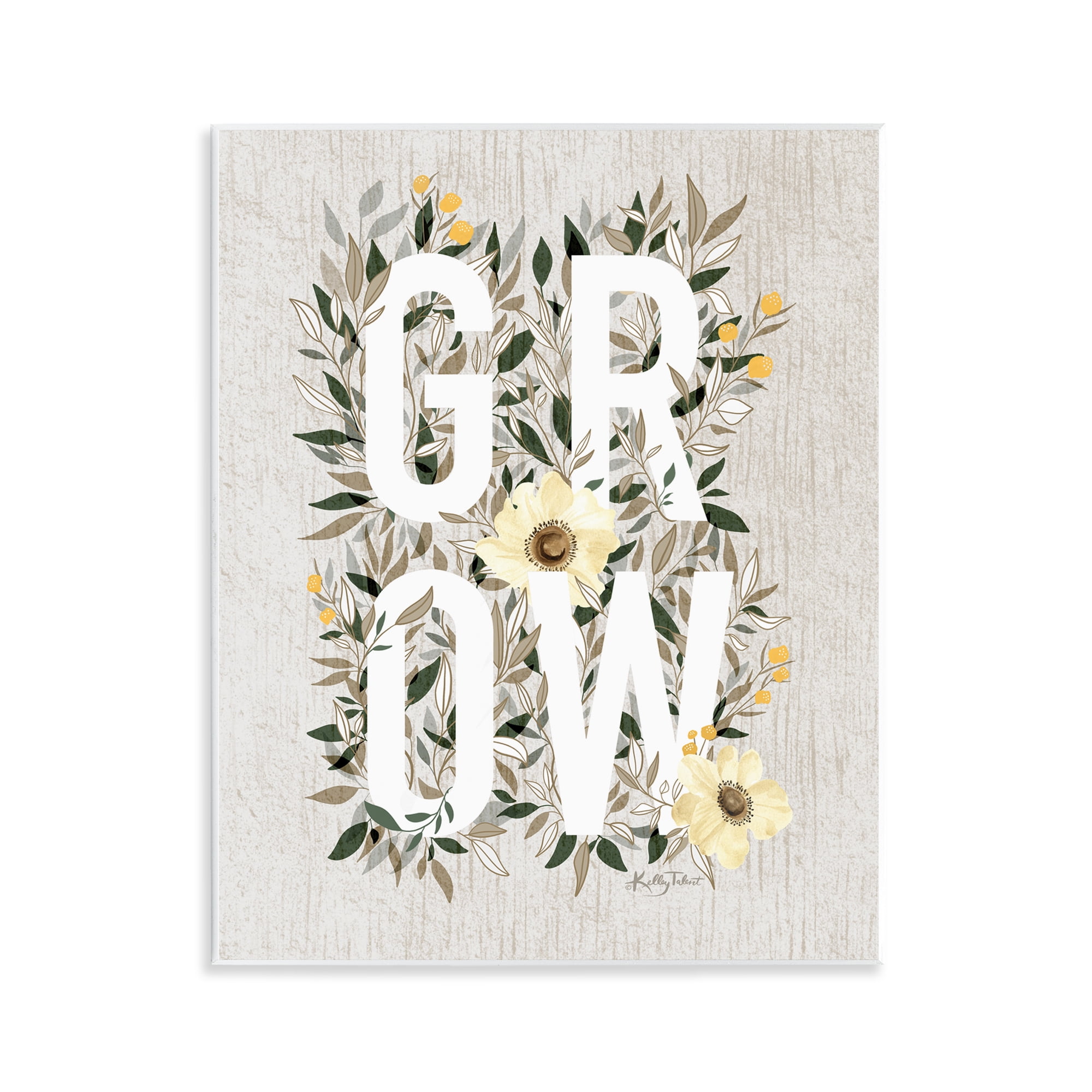 Stupell Industries Grow with Cottage Blooms Plants & Flowers Painting Unframed Art Print Wall Art, 11 x 14