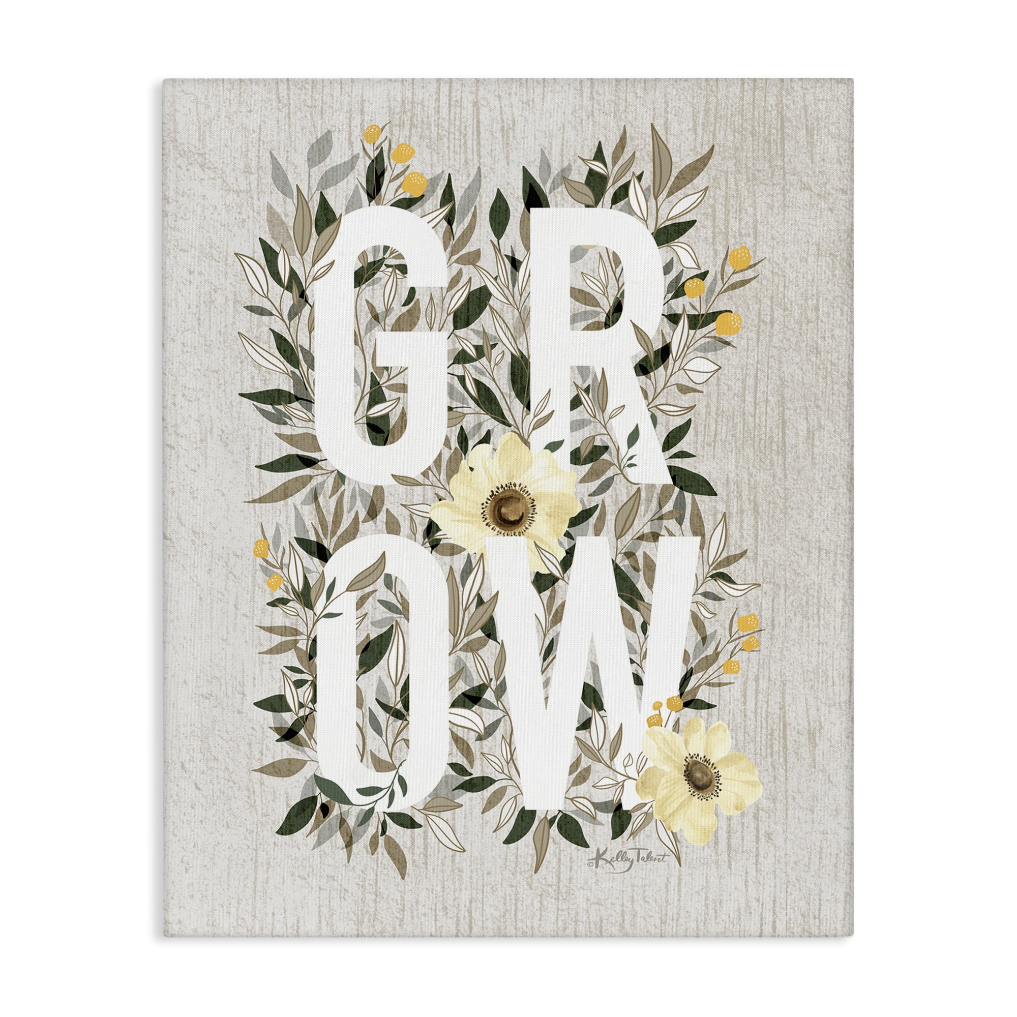 Stupell Industries Grow with Cottage Blooms Plants & Flowers Painting Wrapped Canvas Art Print Wall Art, 30 x 40