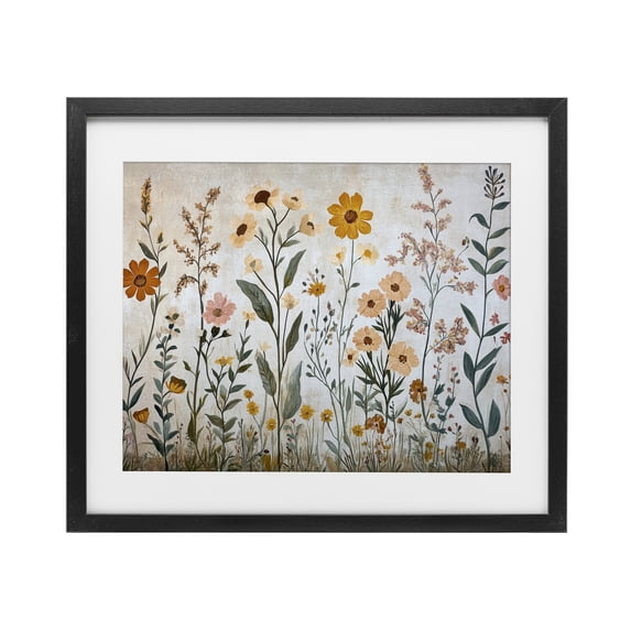 Stupell Industries Shabby Chic Growing Tall Wildflowers Black Framed Print Under Glass, 16 x 13, by Petals Prints Design