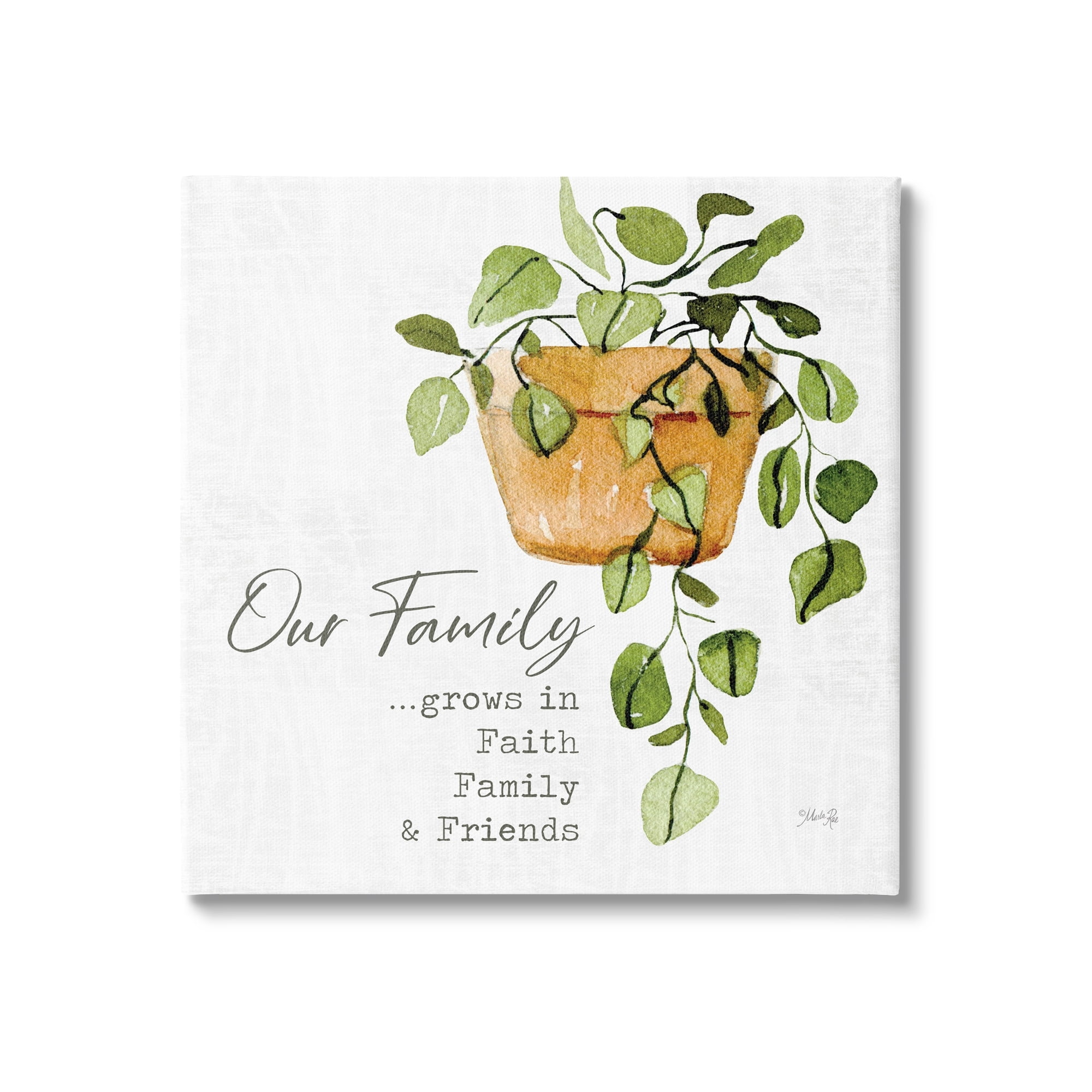 Stupell Industries Grows in Faith Family & Friends Inspirational Quote Green Plant, 30 x 30, Design by Marla Rae