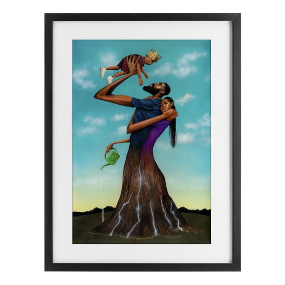 Stupell Industries Growth Family Portrait Black Framed Print Under Glass design by Manasseh Johnson Sr, 23 x 17