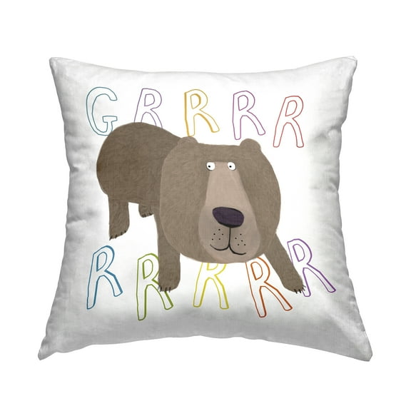 Stupell Industries Grrrr Bear Roar Phrase Square Decorative Printed Throw Pillow, 18 x 18