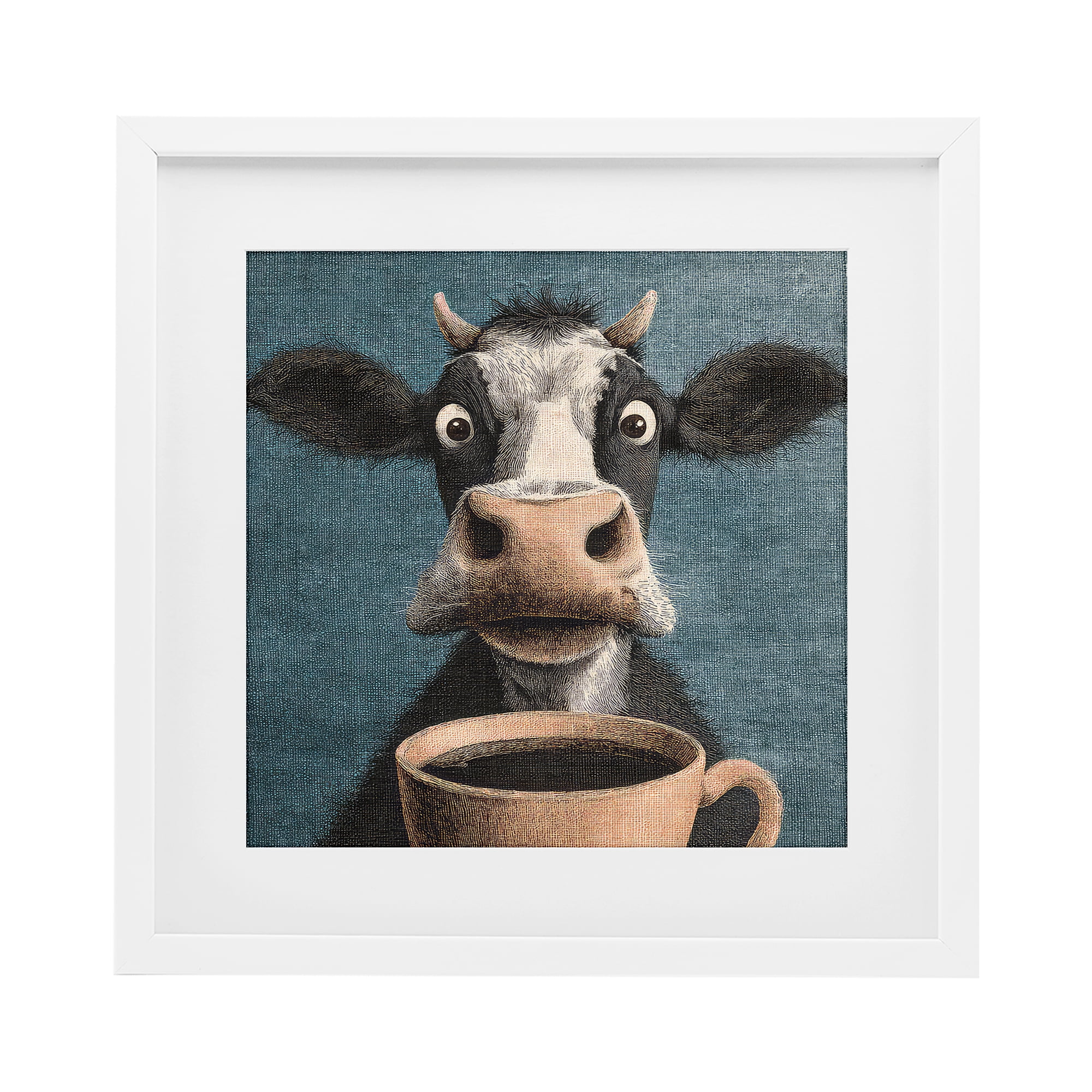 Stupell Industries Grumpy Cow & Coffee White Framed Print Under Glass, design by The Wands Want