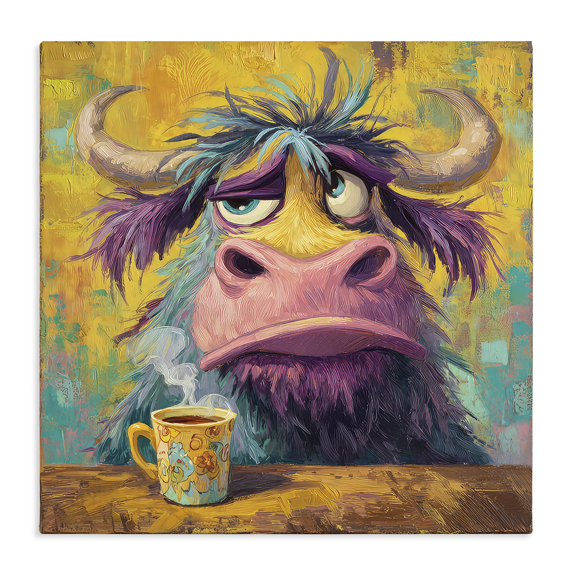 Stupell Industries Grumpy Cow & Mug Canvas Wall Art, design by The Wands Want