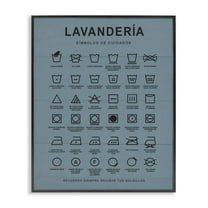 Stupell Industries Guía de Lavado de Ropa, Azul Bath & Laundry Painting Black Framed Art Print Wall Art, 11 x 14