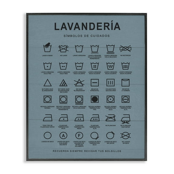 Stupell Industries Guía de Lavado de Ropa, Azul Bath & Laundry Painting Black Framed Art Print Wall Art, 11 x 14