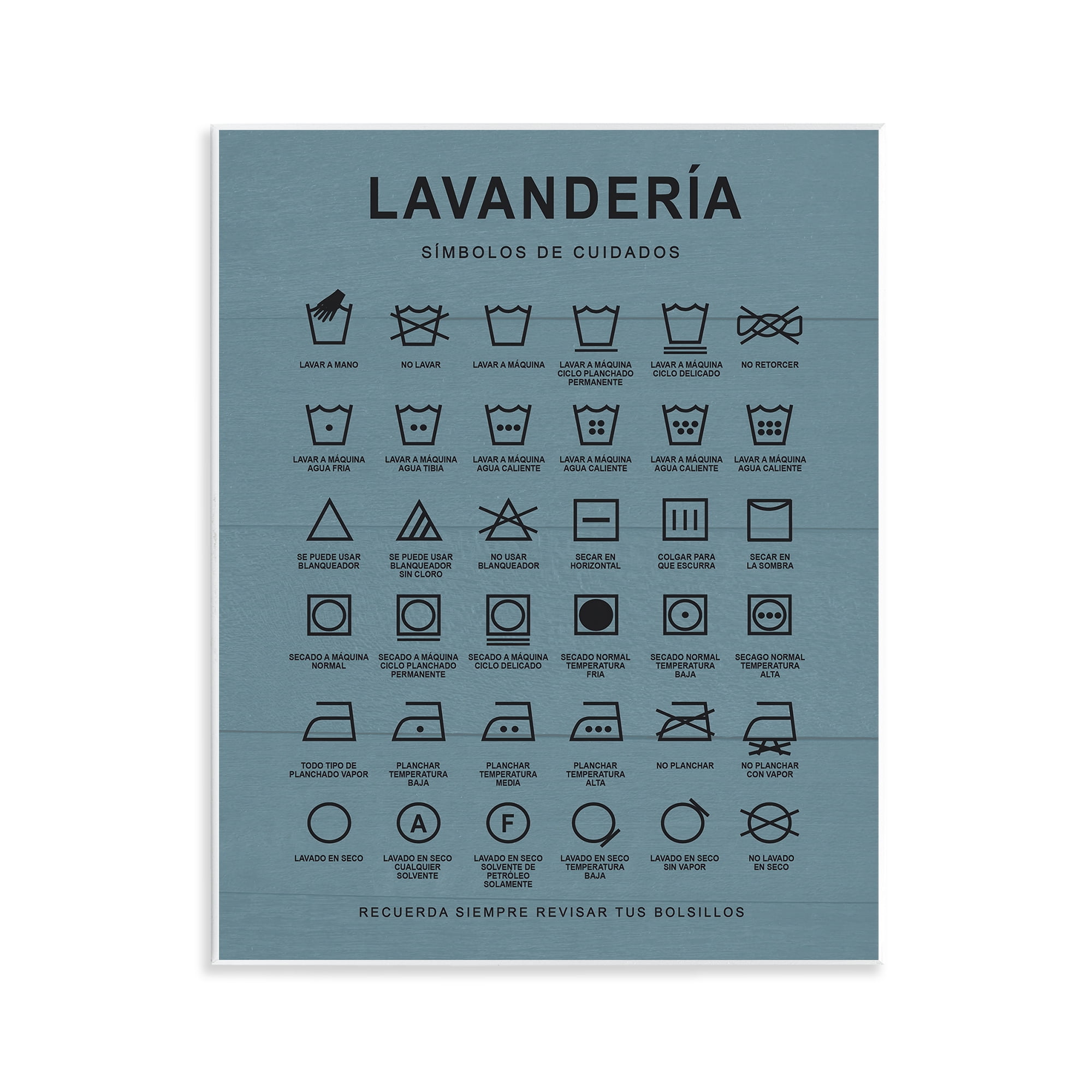 Stupell Industries Guía de Lavado de Ropa, Azul Bath & Laundry Painting Unframed Art Print Wall Art, 11 x 14