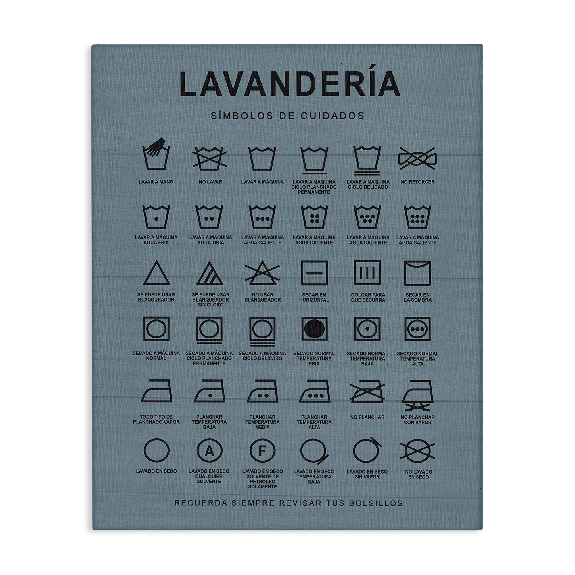 Stupell Industries Guía de Lavado de Ropa, Azul Bath & Laundry Painting Wrapped Canvas Art Print Wall Art, 30 x 40