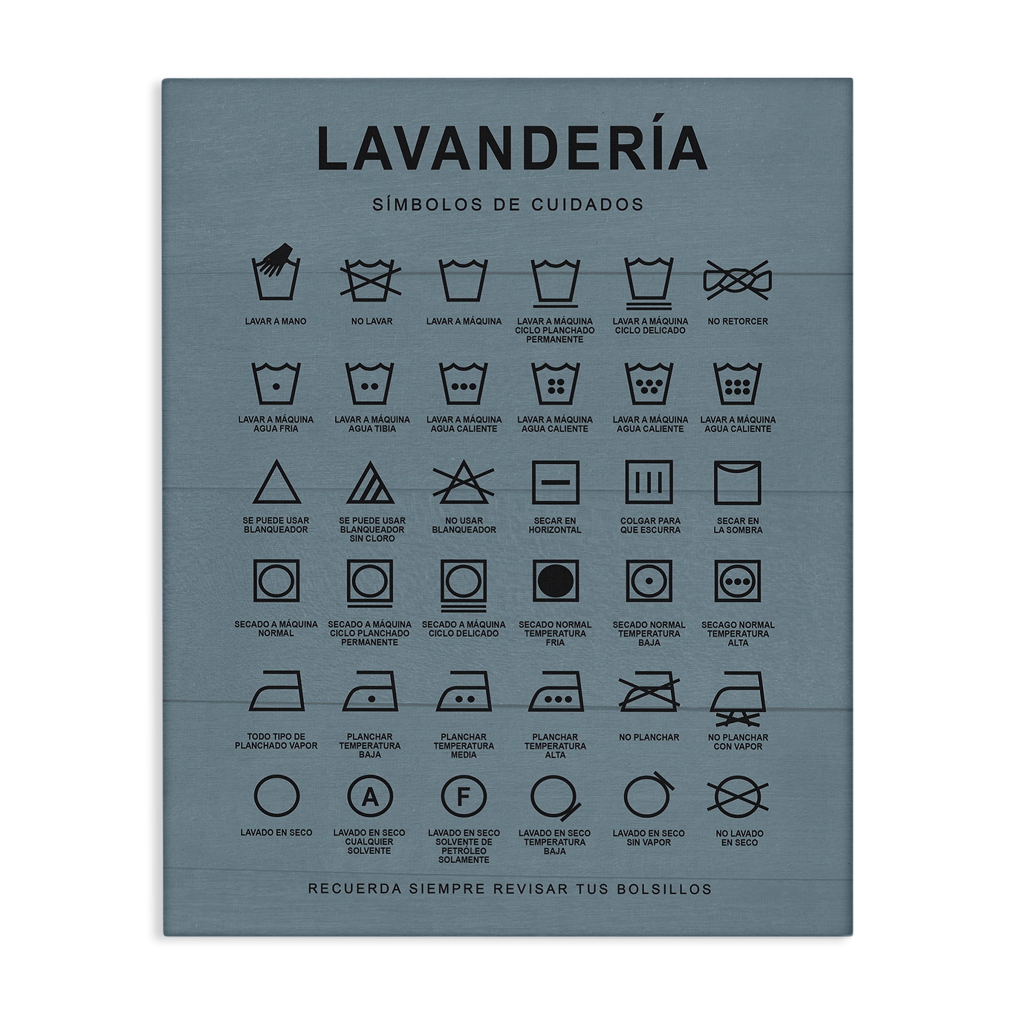 Stupell Industries Guía de Lavado de Ropa, Azul Bath & Laundry Painting Wrapped Canvas Art Print Wall Art, 36 x 48