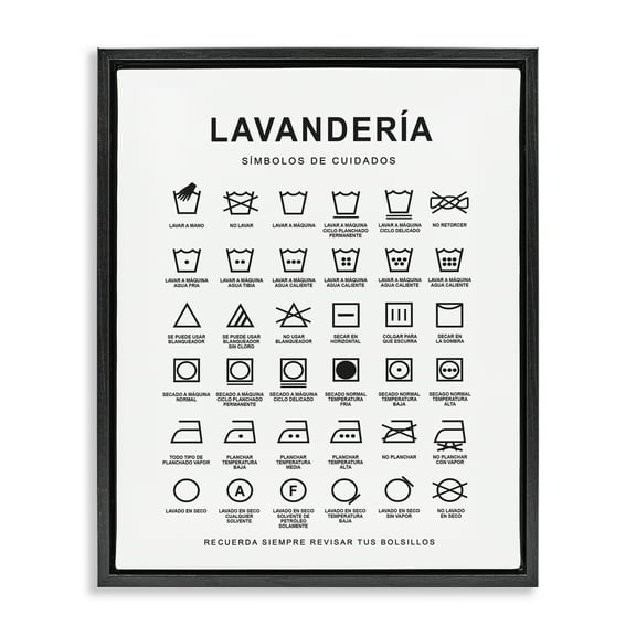 Stupell Industries Guía de Lavado de Ropa Bath & Laundry Painting Black Floater Framed Art Print Wall Art, 17 x 21