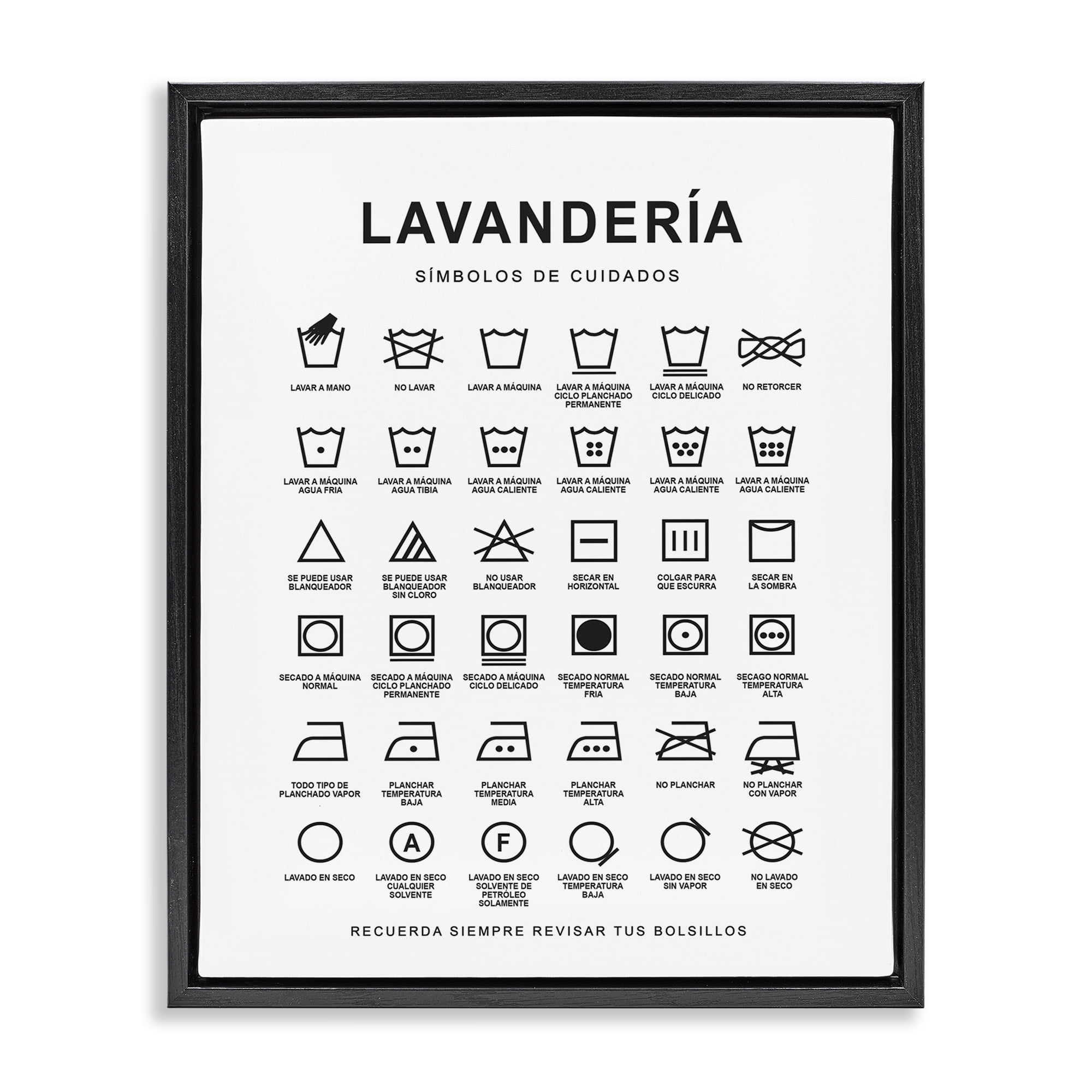 Stupell Industries Guía de Lavado de Ropa Bath & Laundry Painting Black Floater Framed Art Print Wall Art, 25 x 31