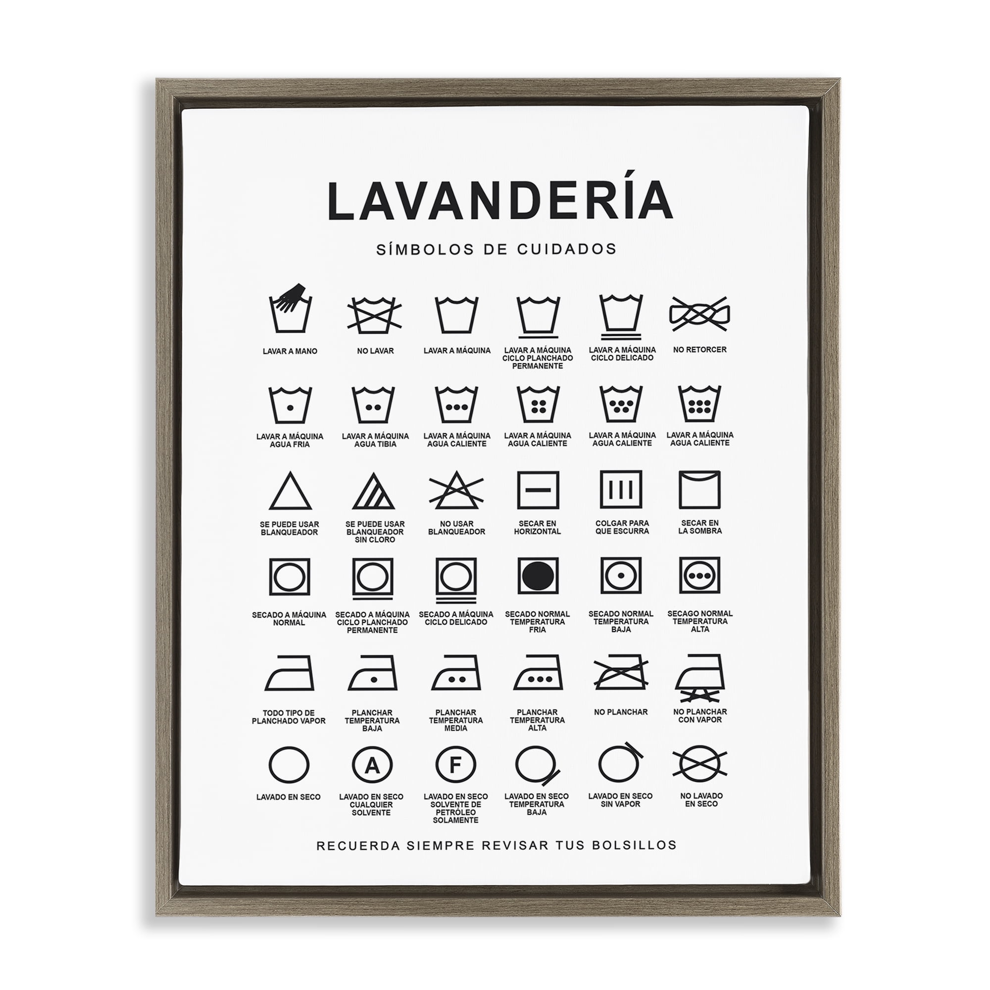 Stupell Industries Guía de Lavado de Ropa Bath & Laundry Painting Brown Floater Framed Art Print Wall Art, 25 x 31