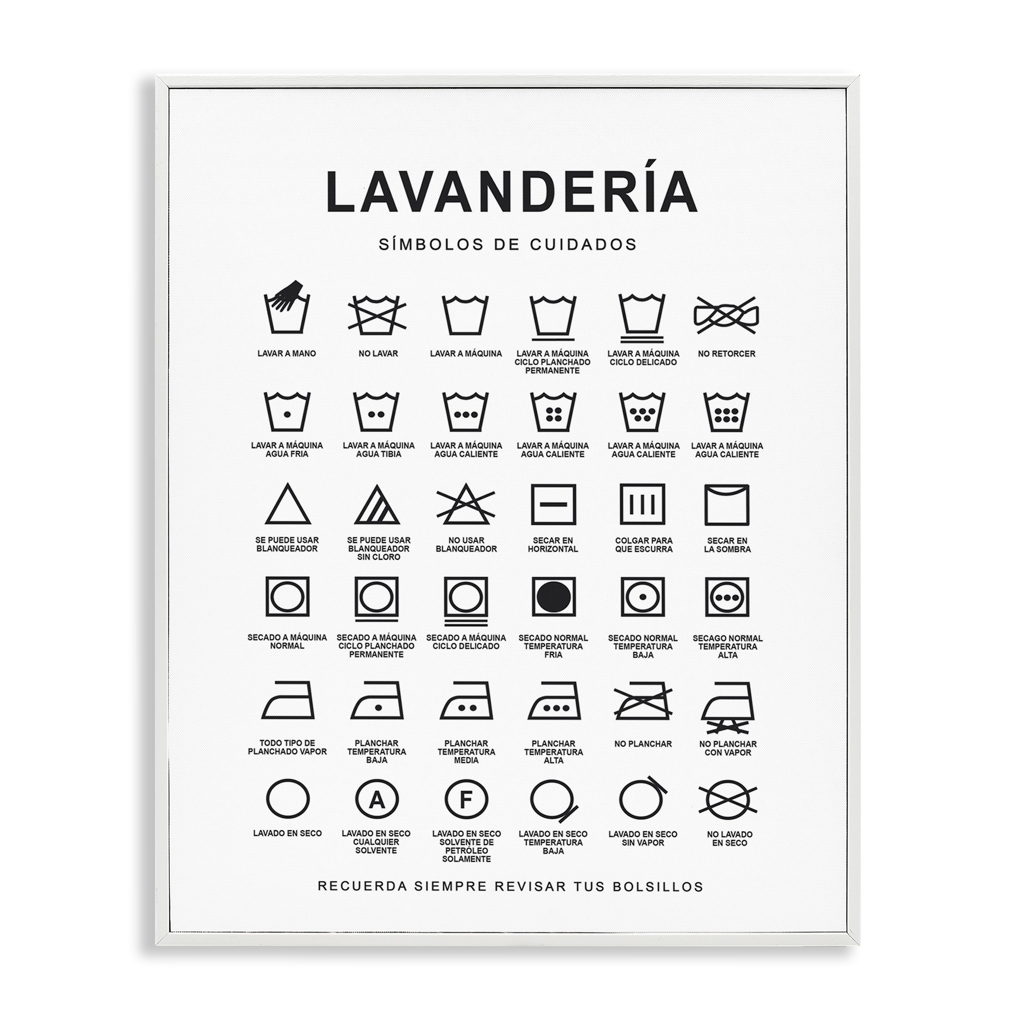 Stupell Industries Guía de Lavado de Ropa Bath & Laundry Painting White Framed Art Print Wall Art, 16 x 20